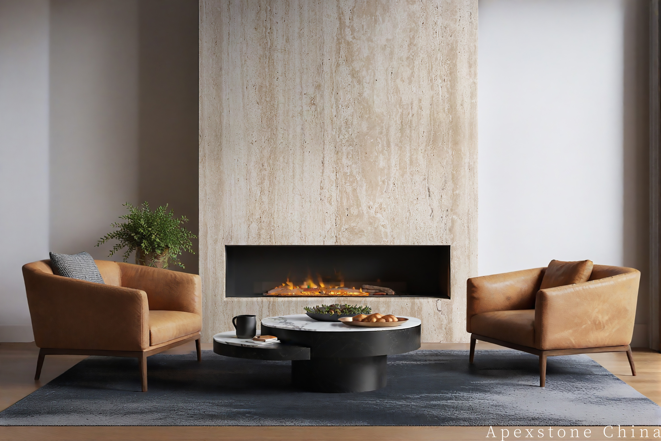 Travertine Romano Feature Wall Panels - Backlit and Book-Matched Installations Travertine Classico Roma