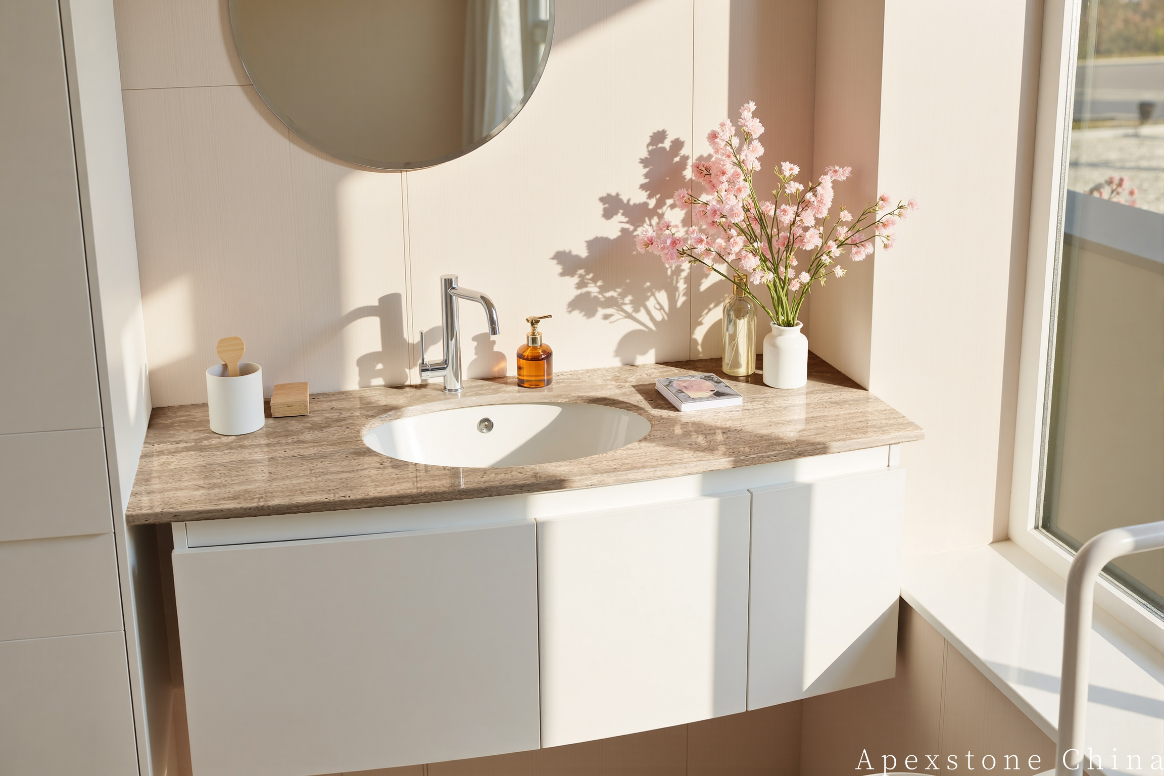Travertine Romano bathroom cabinet top