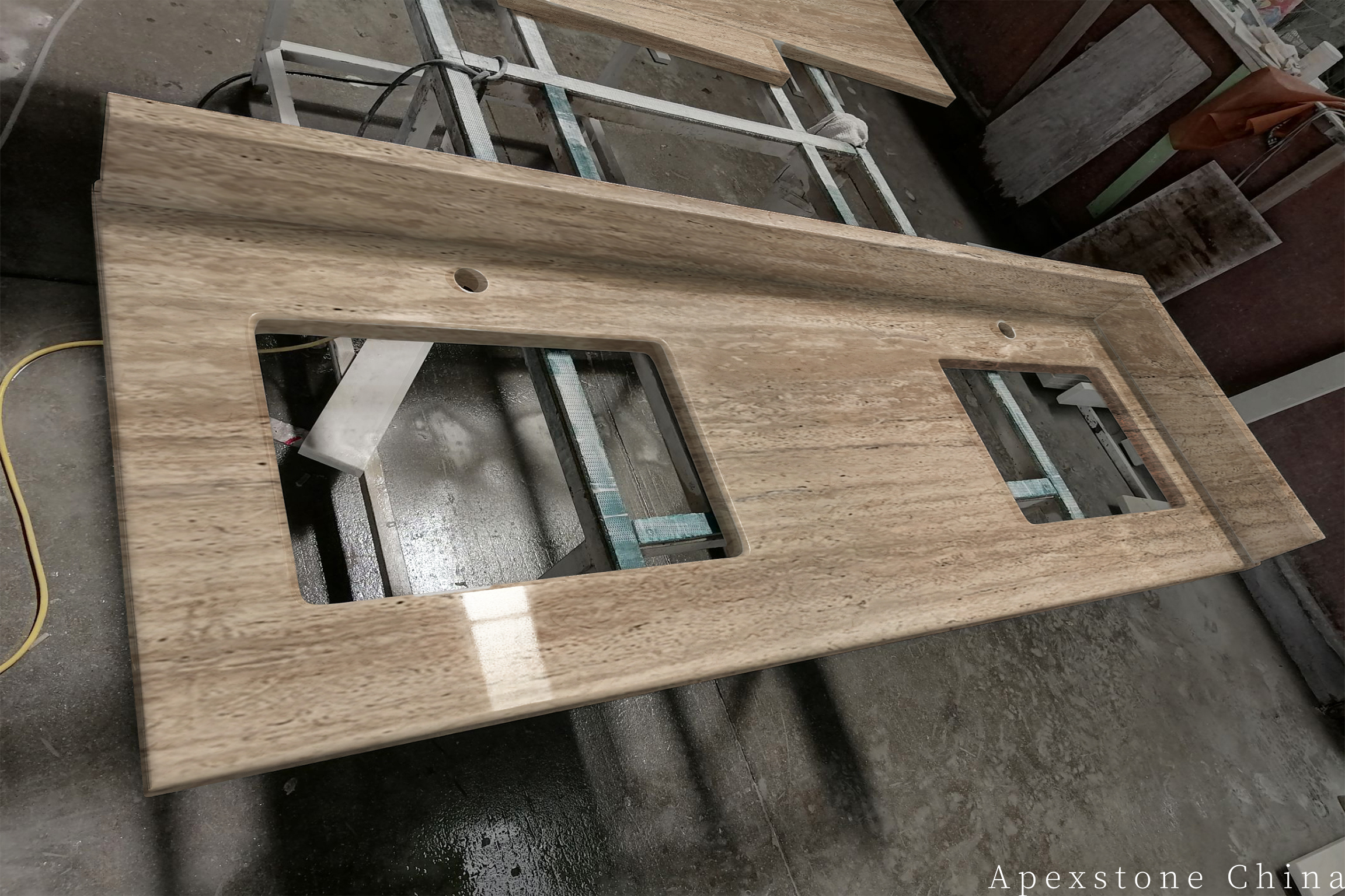 Travertine Romano bathroom vanity tops