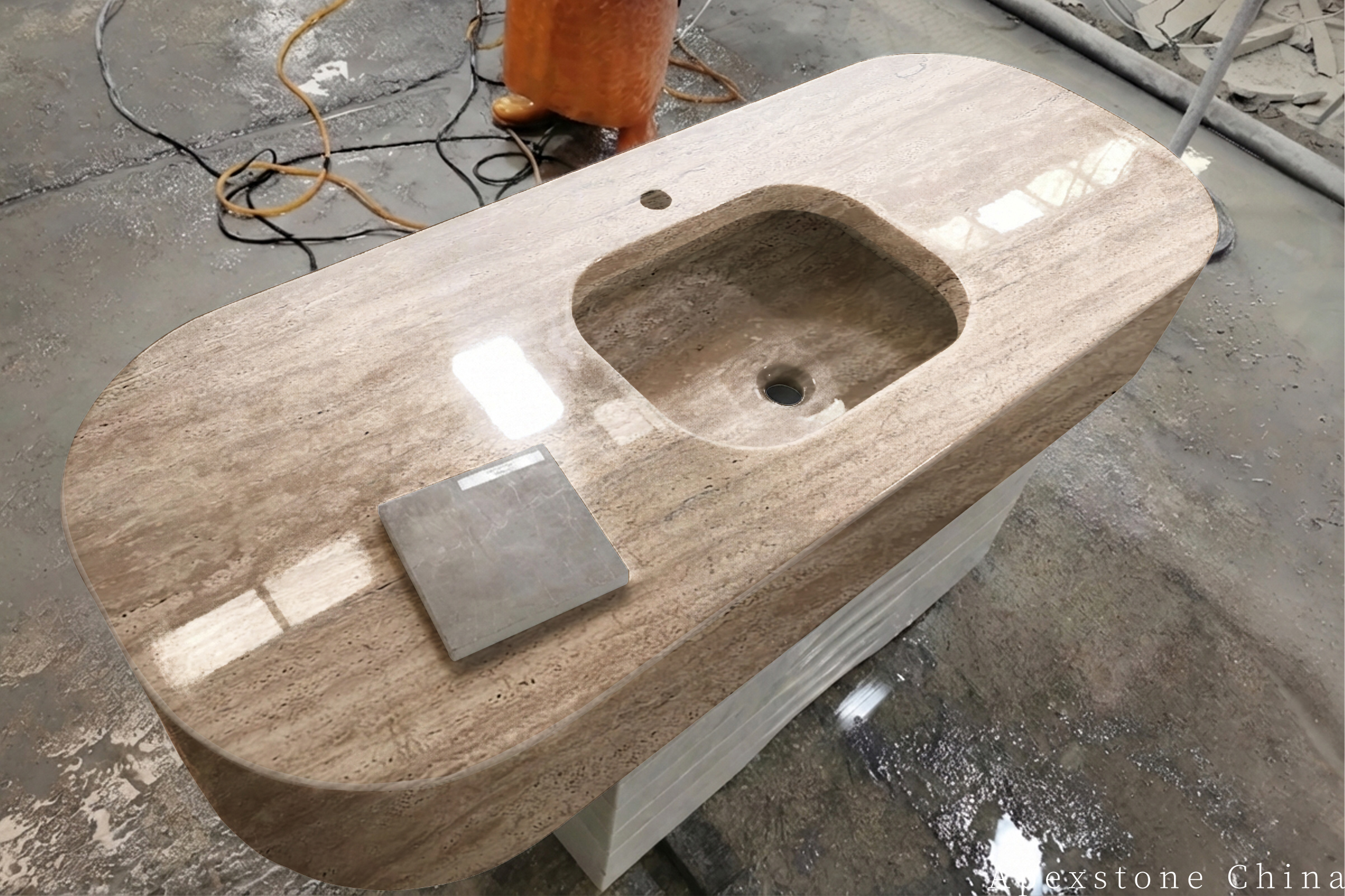 Travertine Romano bathroom vanity tops