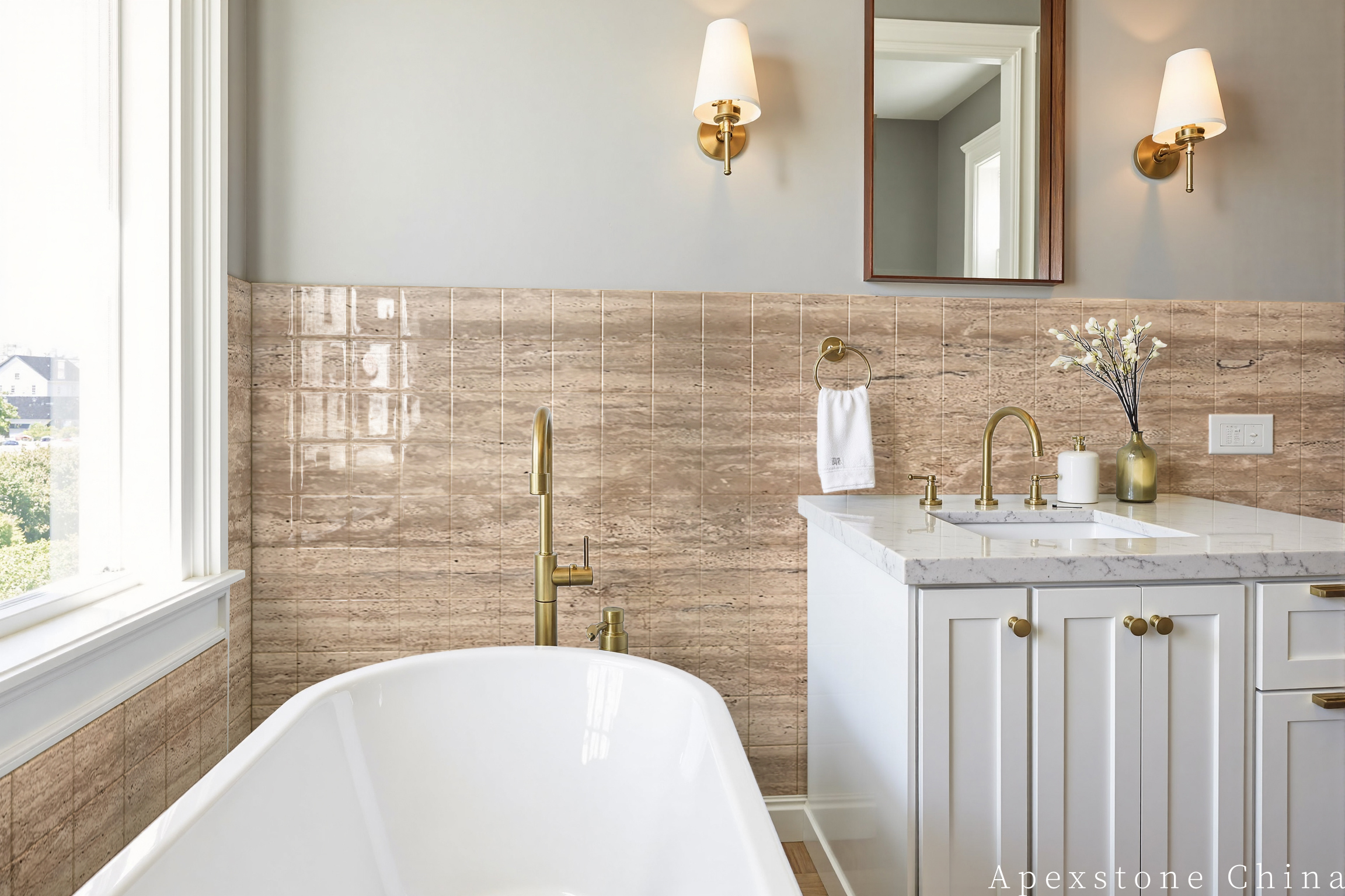 Italian Travertine Romano Tiles - Floor, Wall & Backsplash Travertine Wall Tiles
