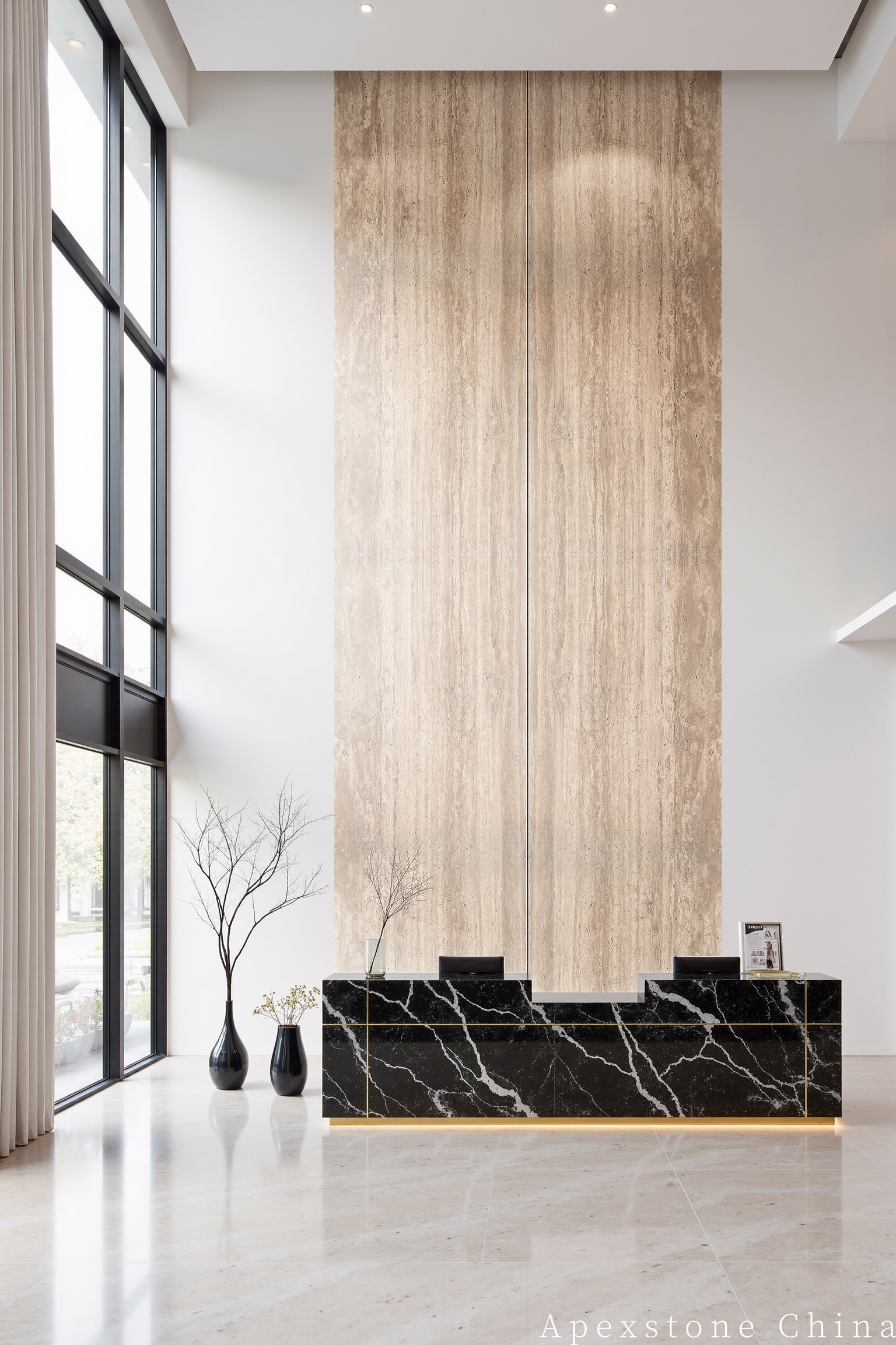 Travertine Romano Feature Wall Panels - Backlit and Book-Matched Installations Travertine Classico Roma