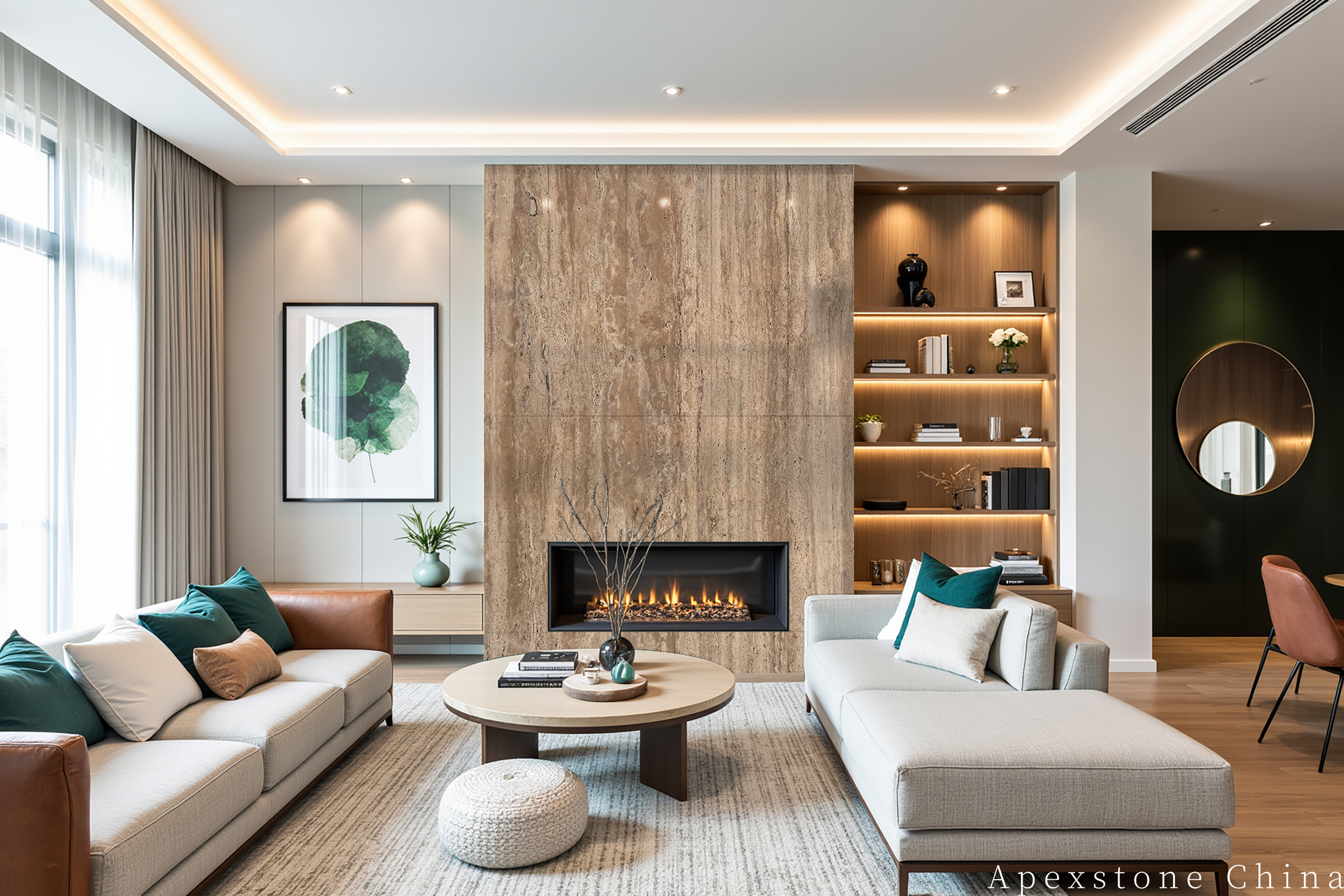 Travertine Romano fireplace hearth