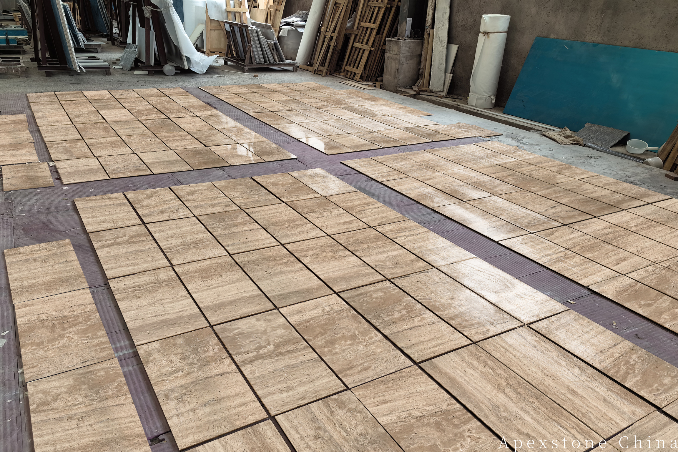 Travertine Romano honed mosaic floor tiles