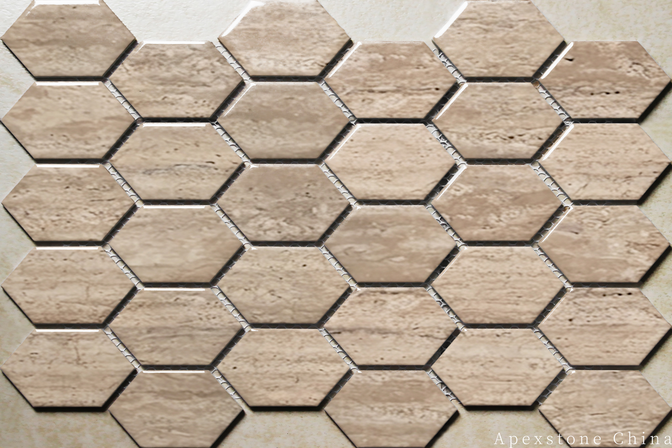 Travertine Romano Mosaic Tiles - Split Face, Tumbled & French Pattern Split Face Mosaic