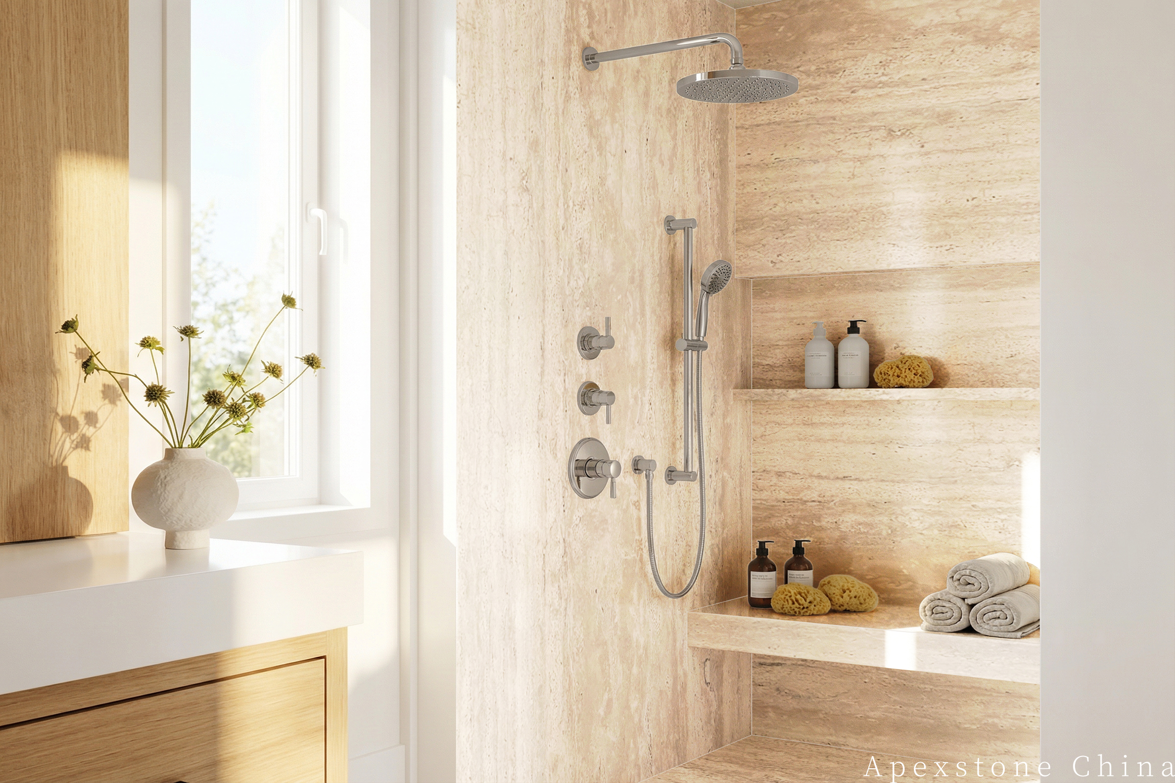 Travertine Romano shower surround design
