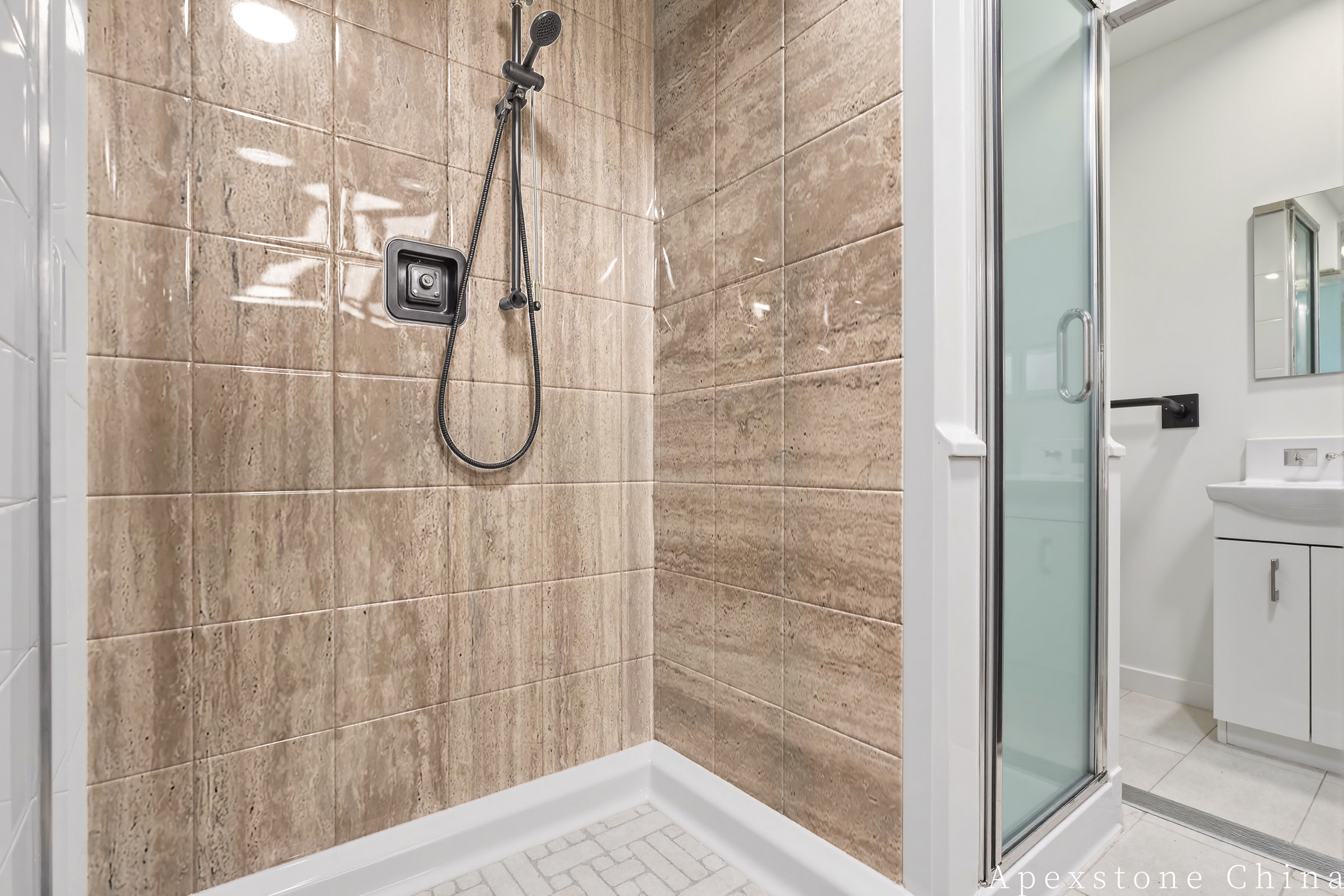 Travertine Romano Shower Wall Panels - Stone Shower Backing Travertine Classico Roma