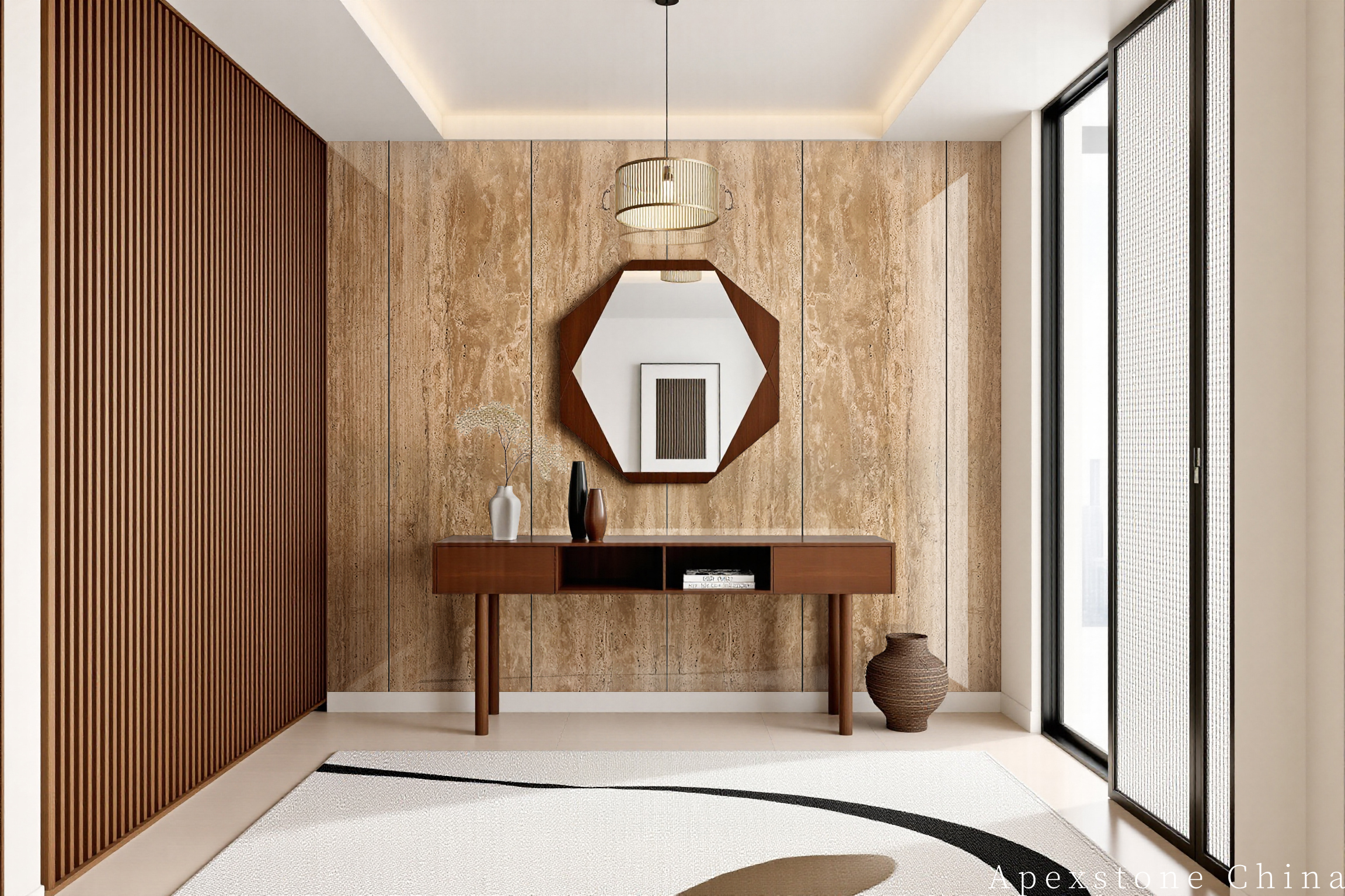 Travertine Romano stone wall cladding design