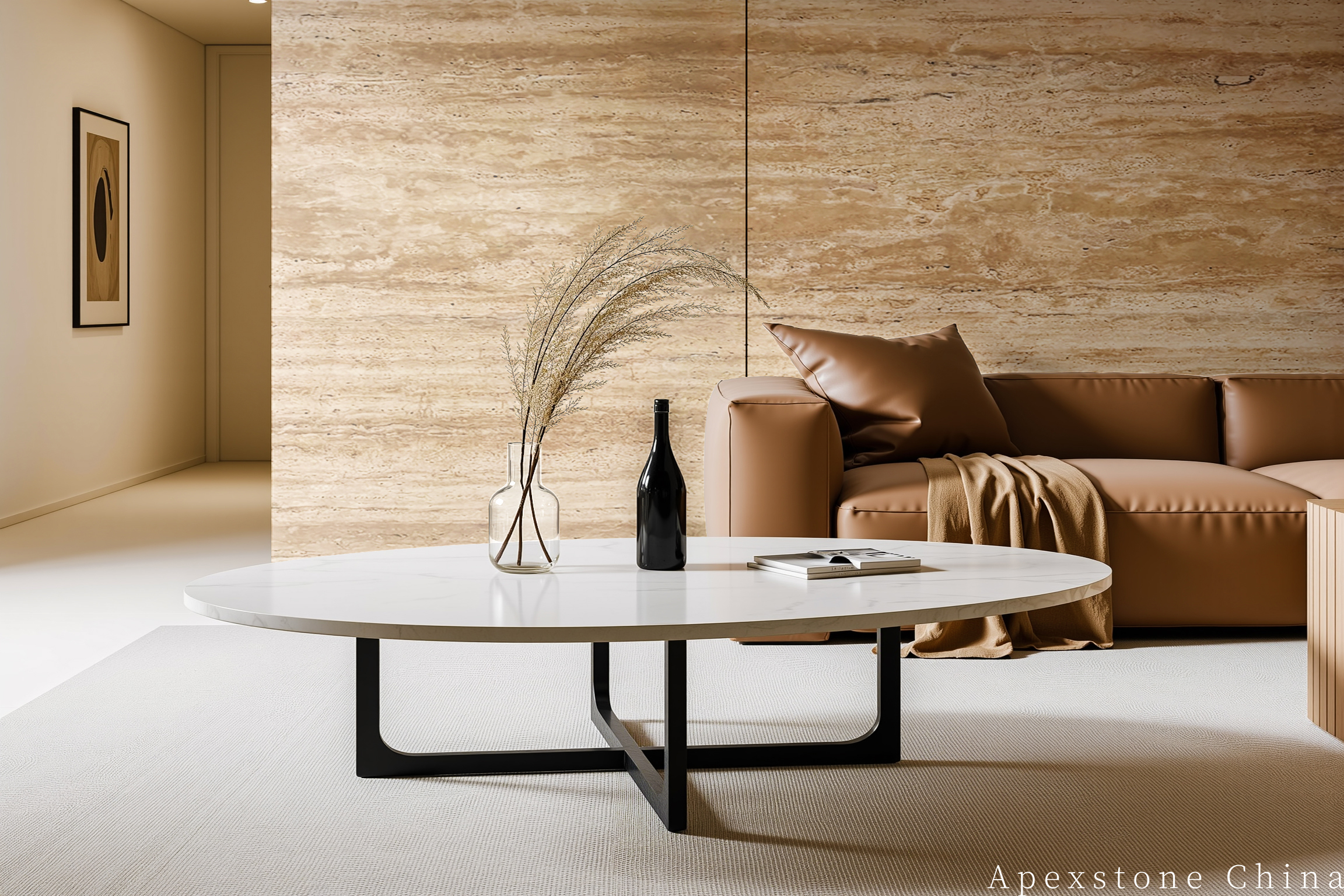 Travertine Romano Feature Wall Panels - Backlit and Book-Matched Installations Italian Travertine Panels