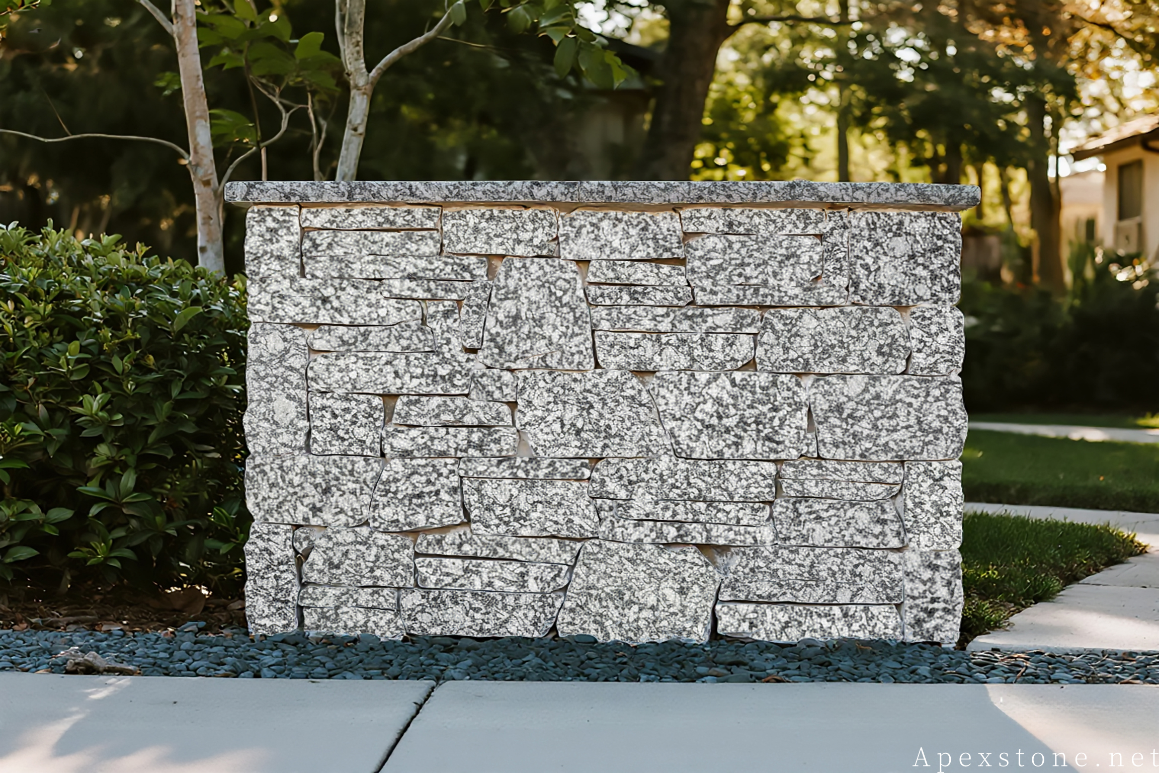 Sea Wave Granite garden ledgestone wall