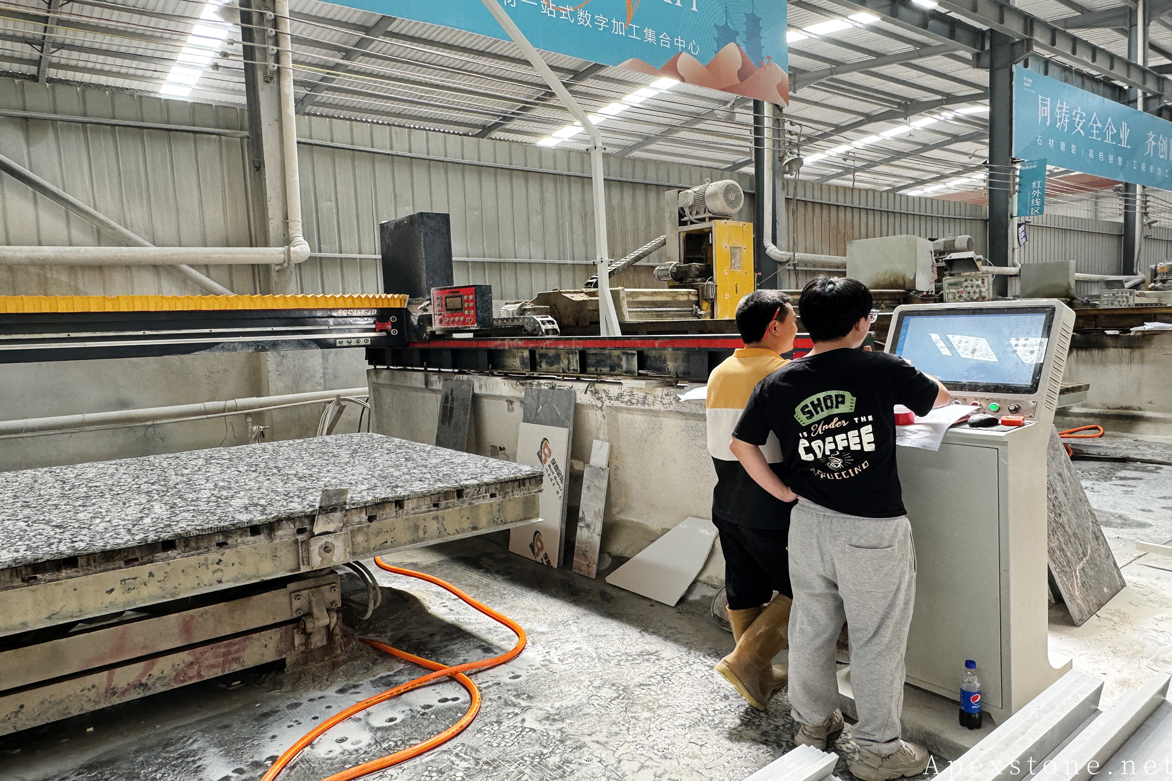 Sea Wave Granite slab cutting for cladding panels