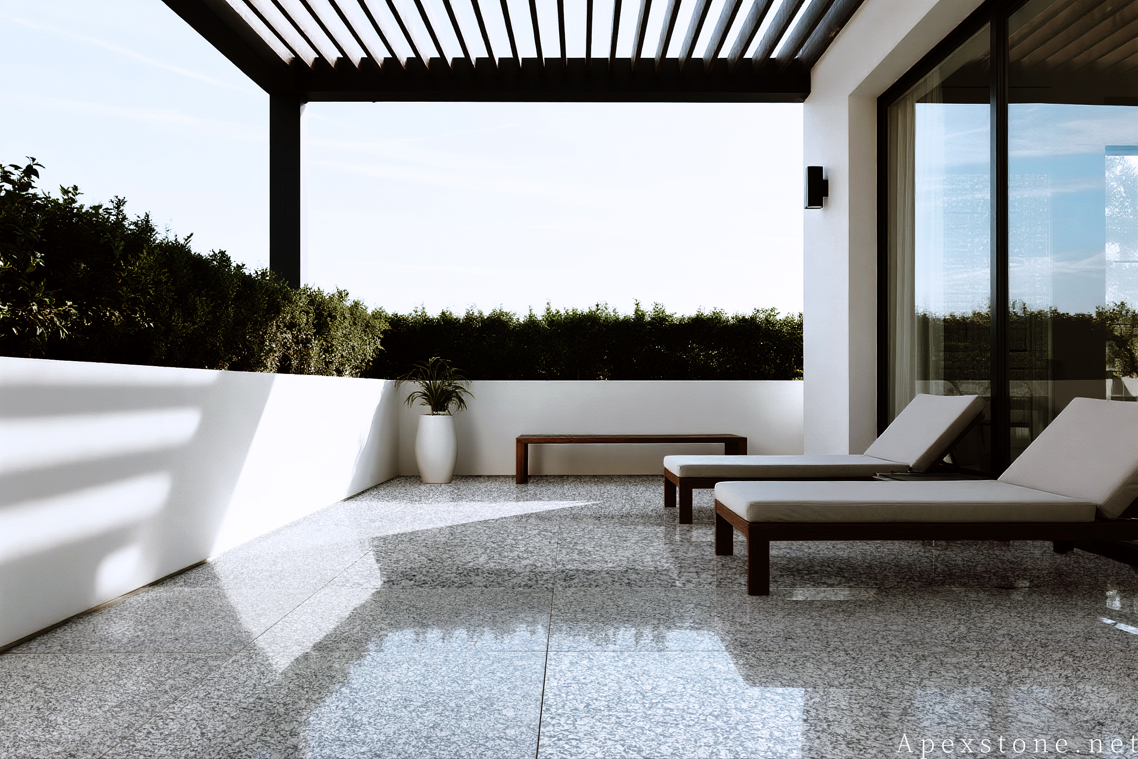 Sea Wave Granite stone patio design installed