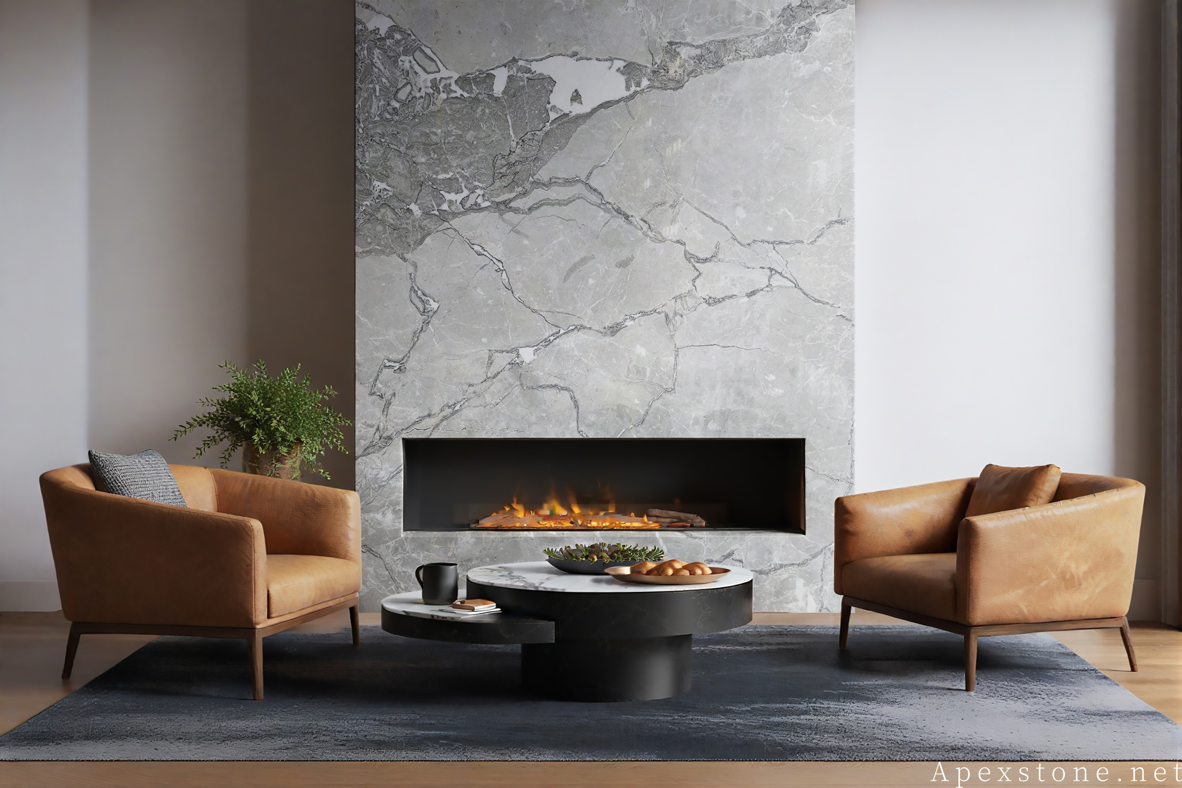 Aqua Grey marble accent wall design inspiration