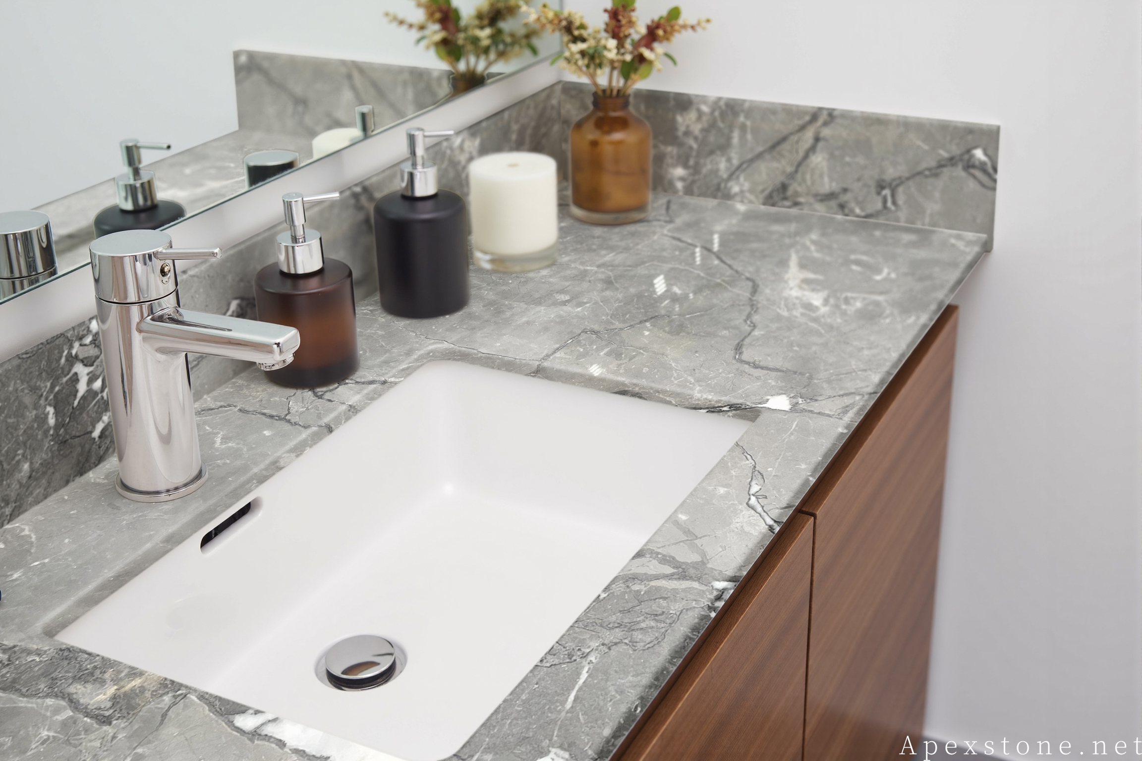 Aqua Grey marble bathroom vanity benchtop design