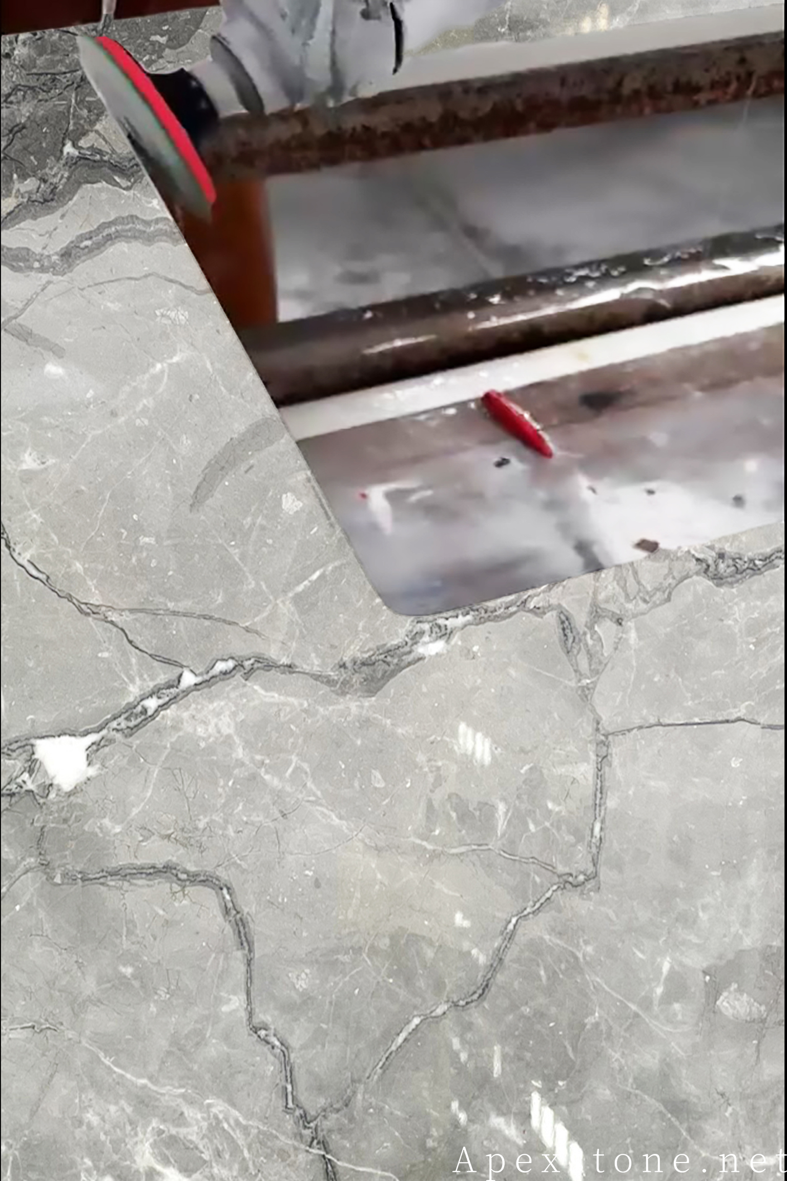 Aqua Grey marble tabletop edge polishing
