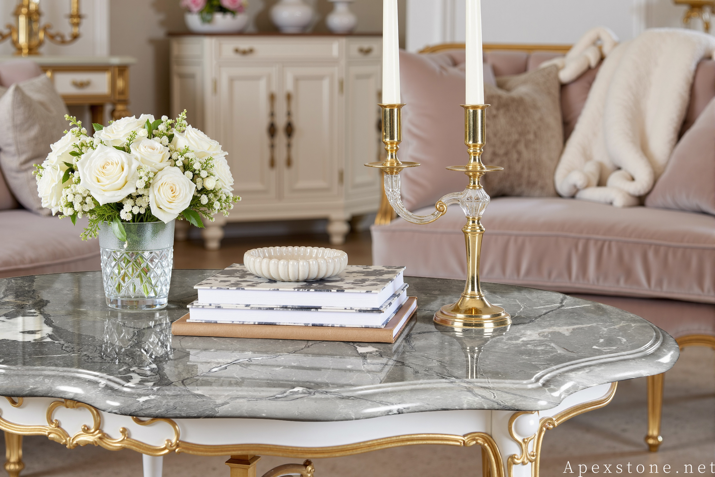 Aqua Grey marble living space design ideas