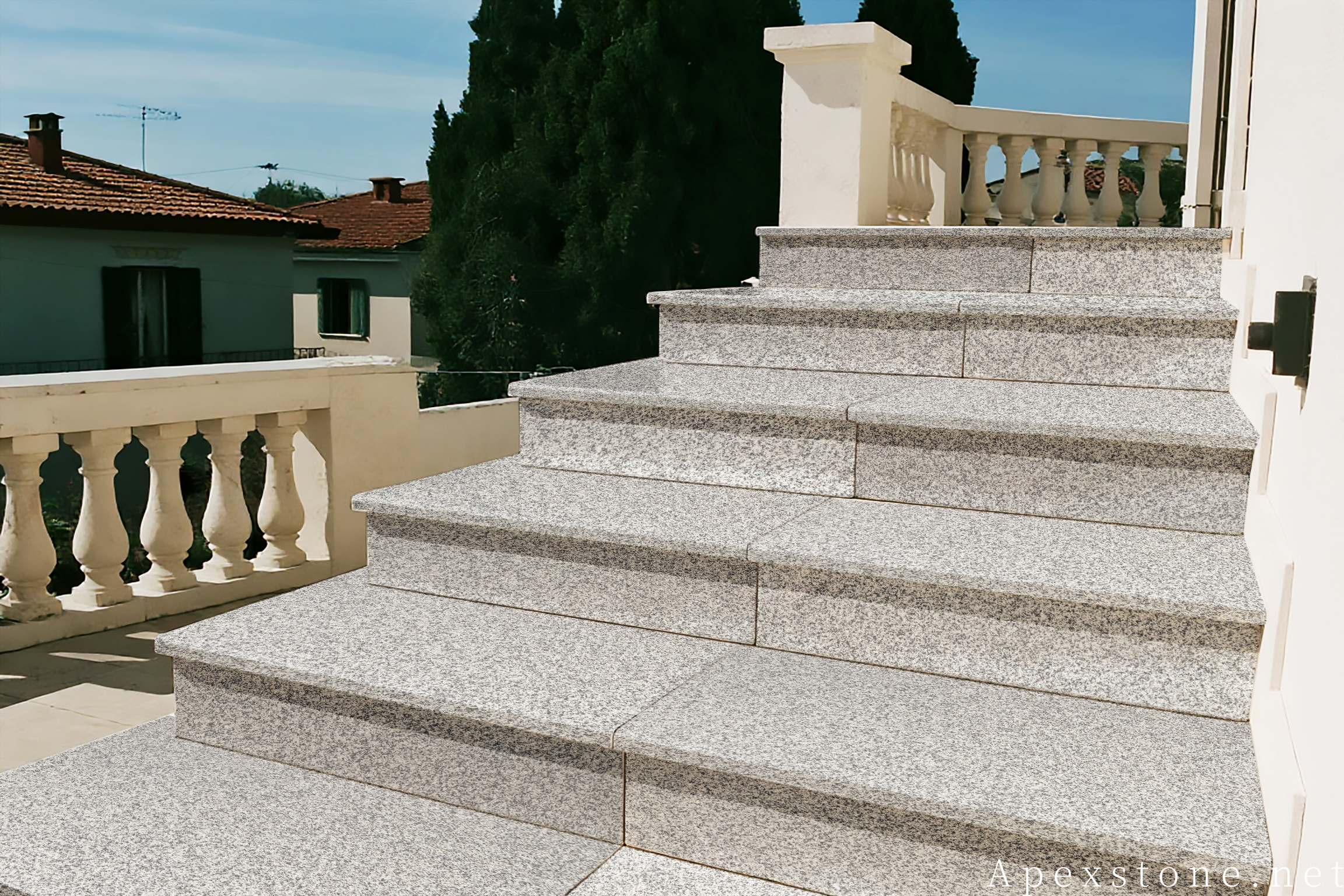 Bianco Crystal Granite Outdoor Steps & Treads stair treads