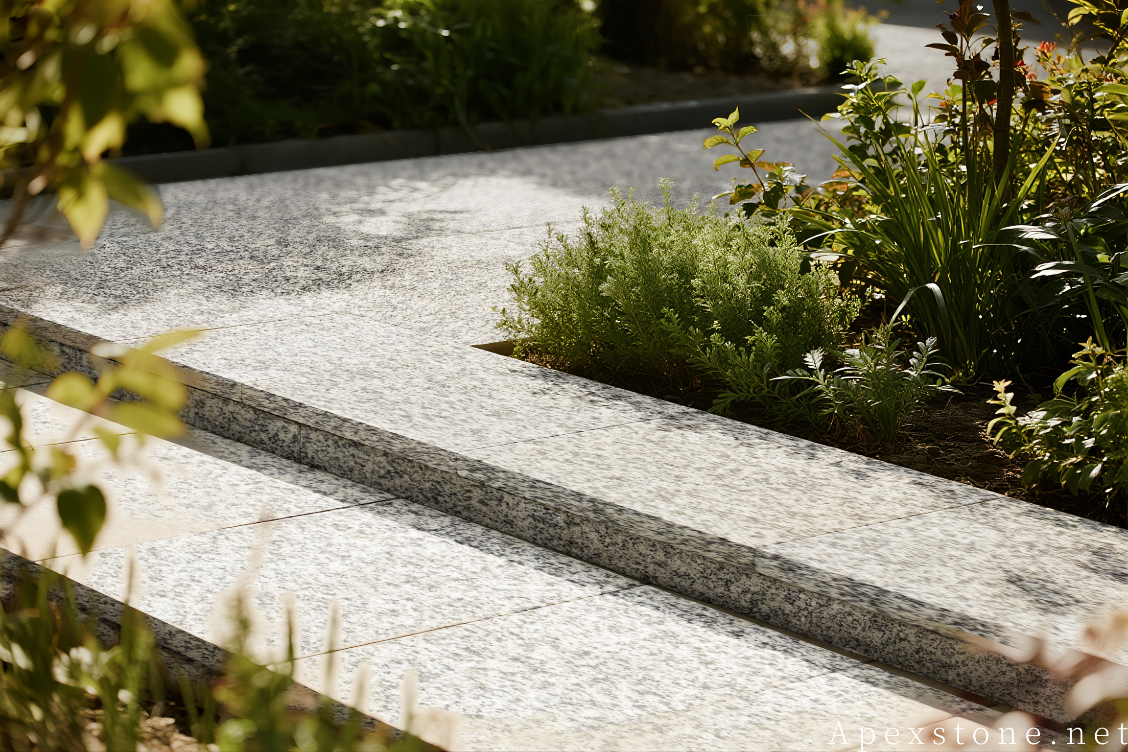 Bianco Crystal granite garden pavement