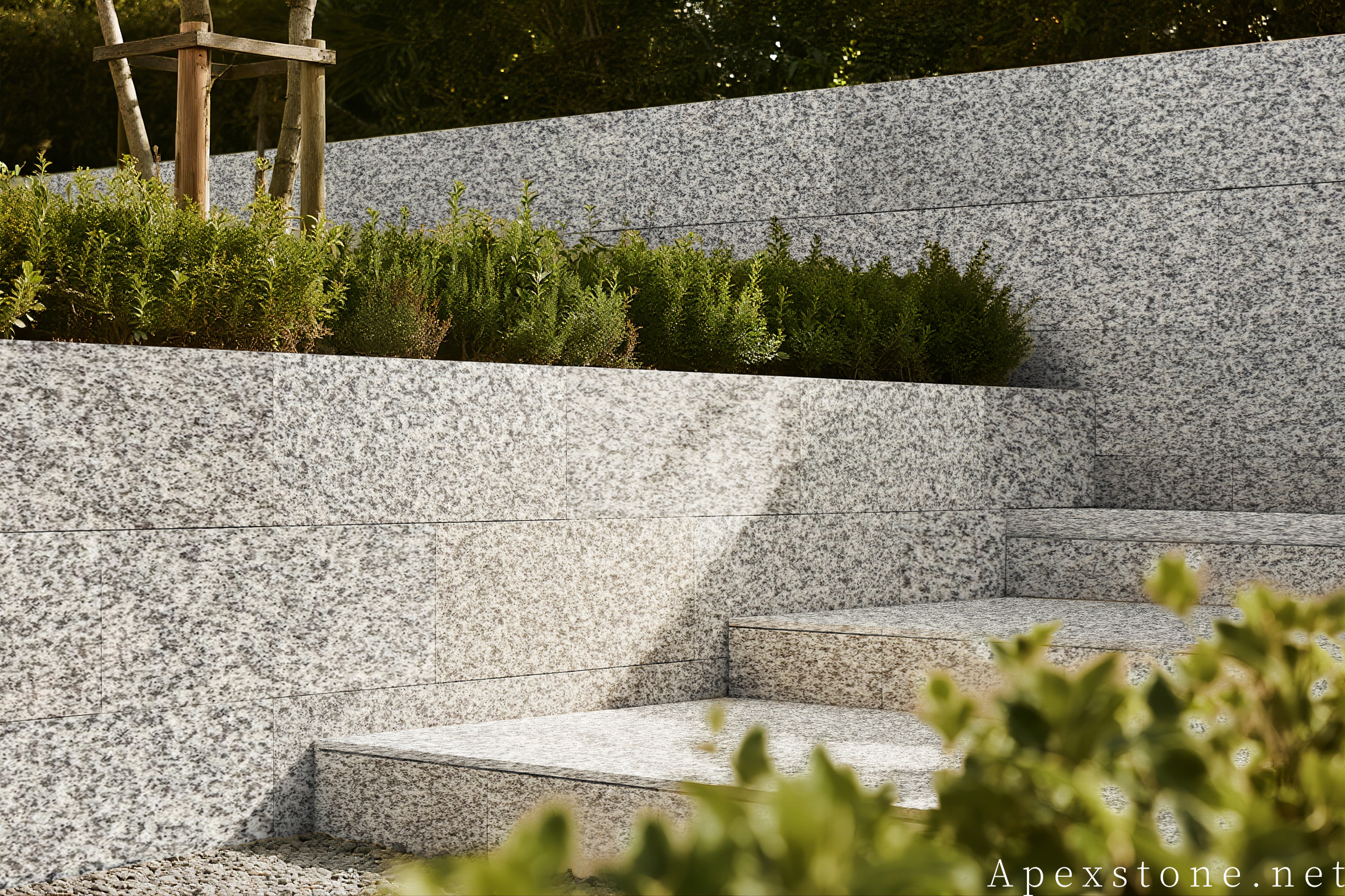 Bianco Crystal granite garden wall