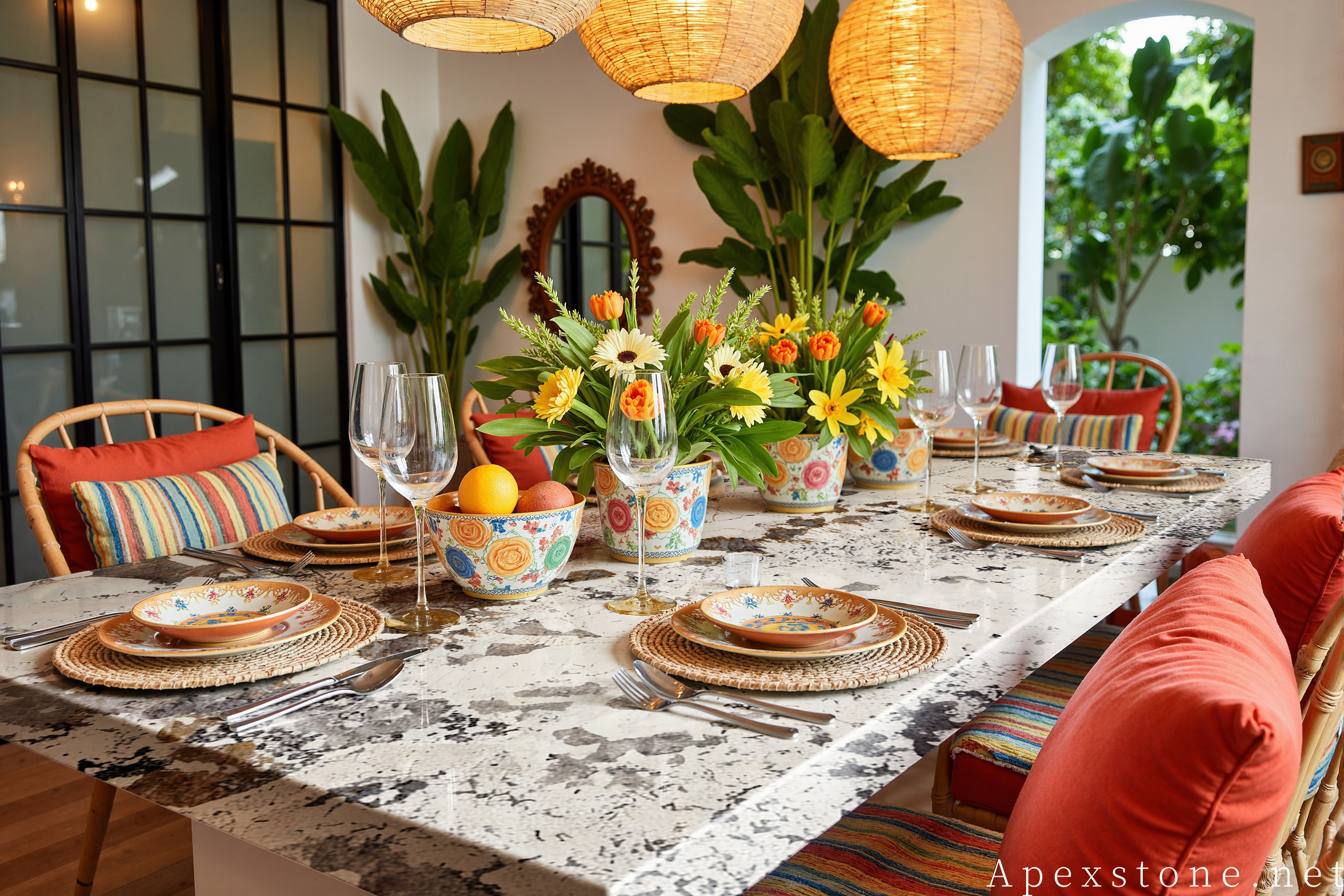Pandora Quartzite Dining Tables Round Marble Top Dining Table