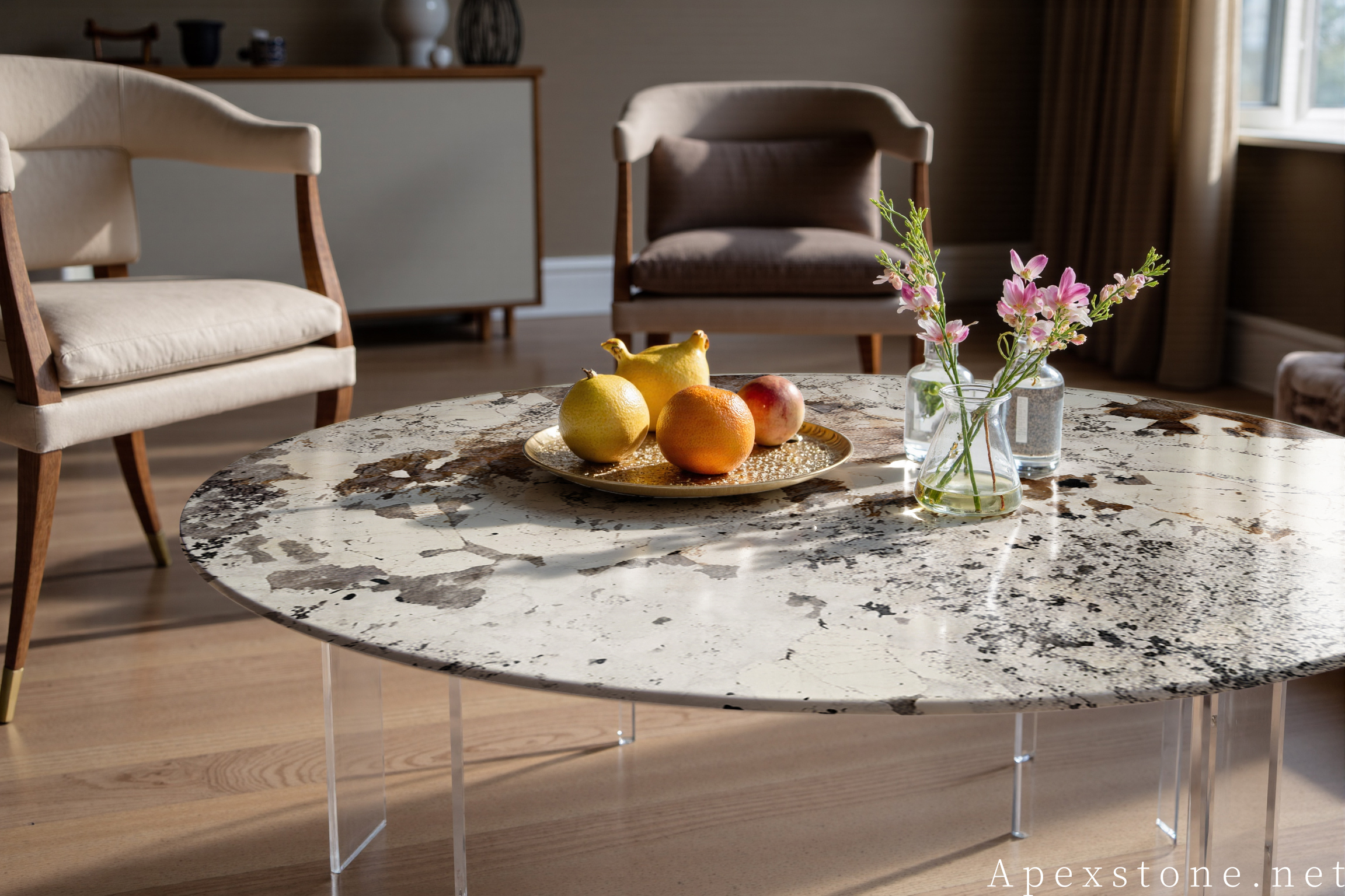 Pandora Quartzite Coffee Tables Round Marble Top Coffee Table