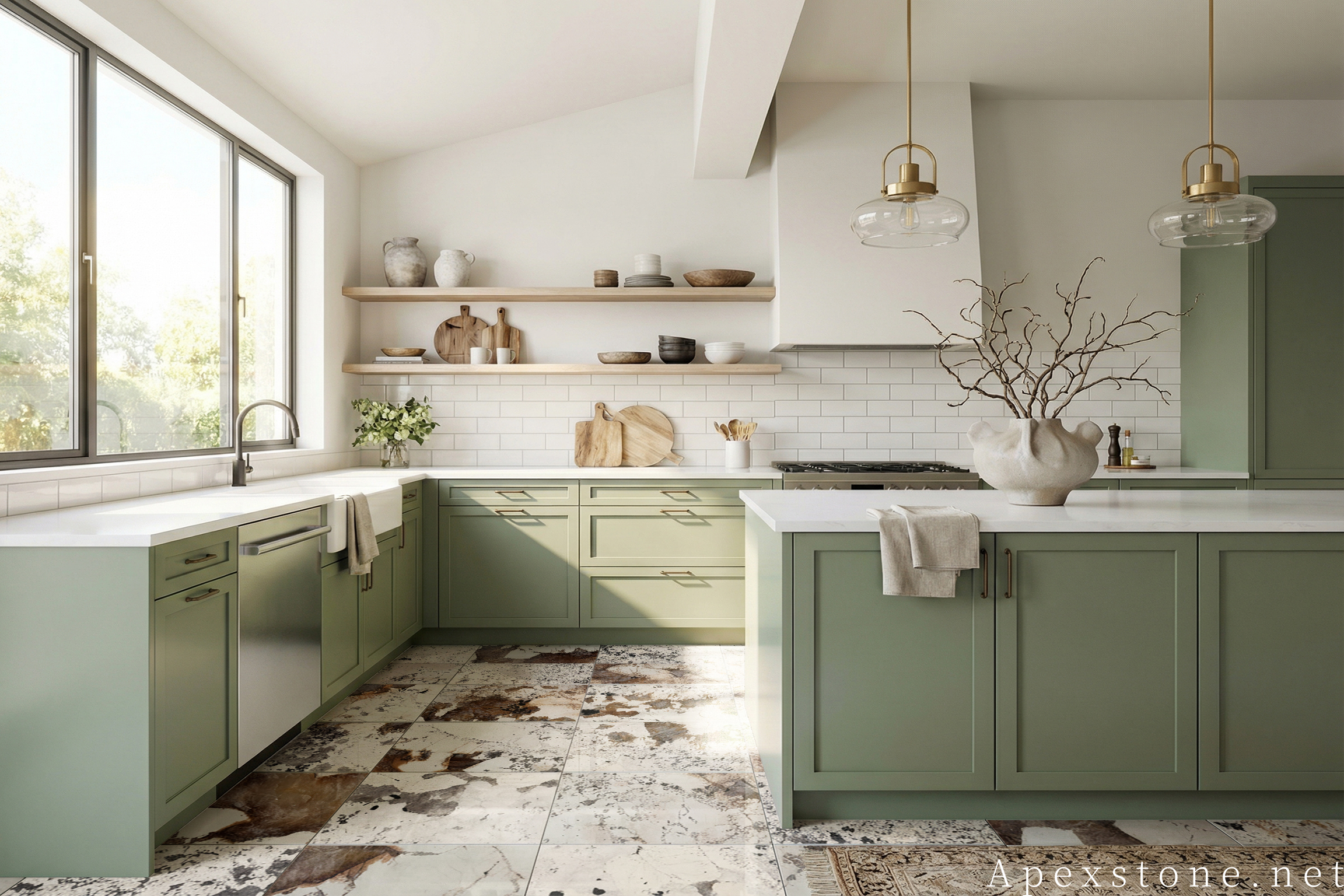 Pandora quartzite kitchen floor tile application