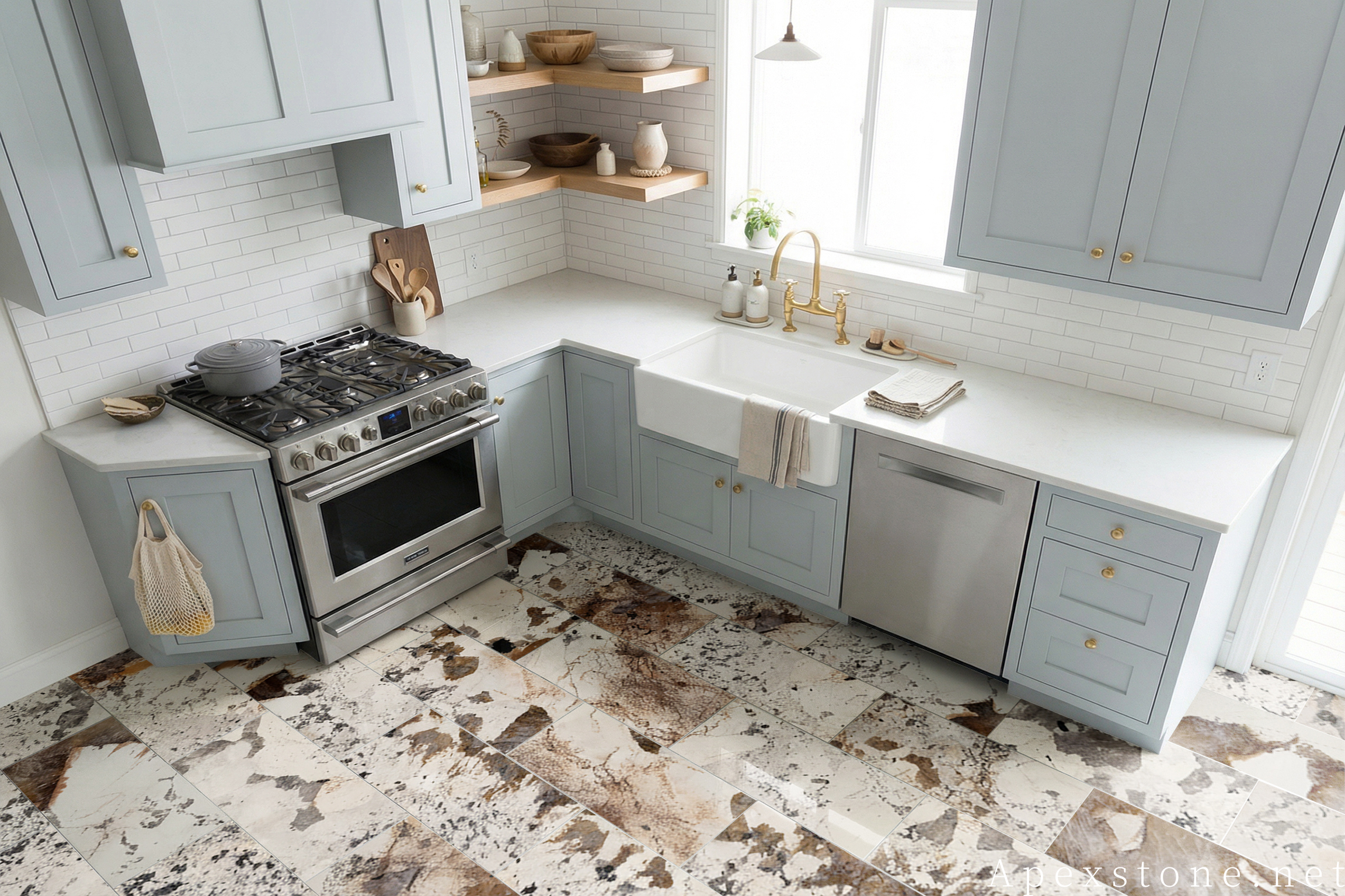 Pandora quartzite kitchen flooring