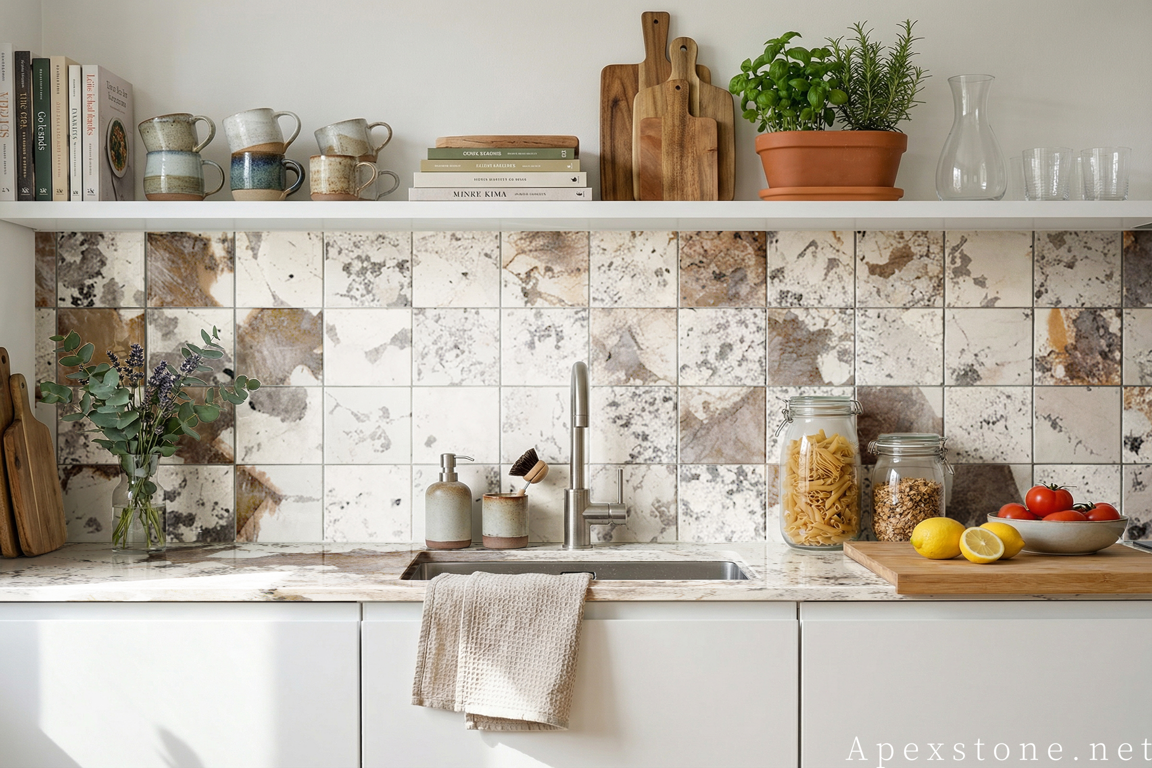 Splash tiles at 12 x 24 in