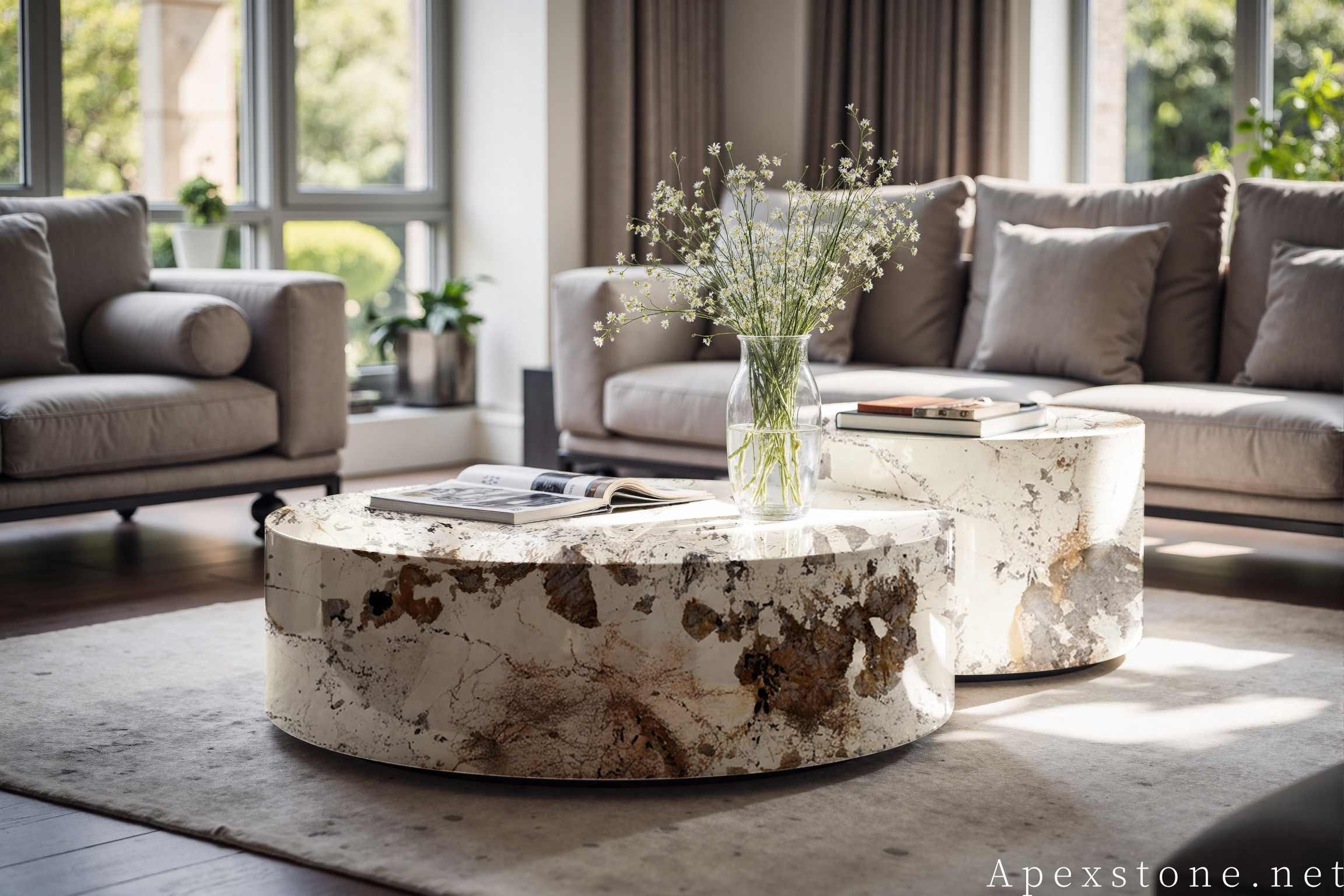 Pandora Quartzite Coffee Tables Nesting Coffee Table
