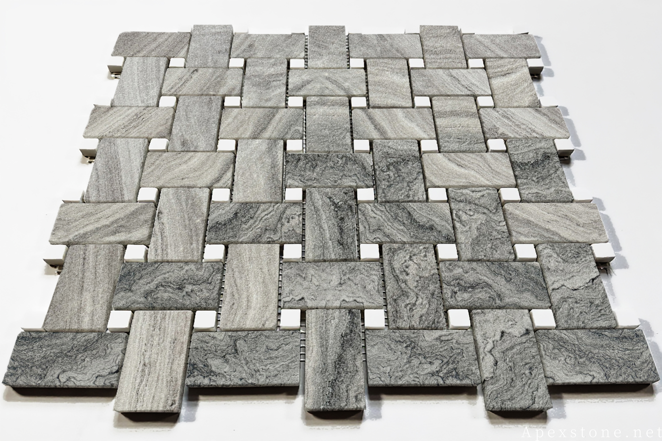 Red Sandalwood Marble basketweave mosaic tiles