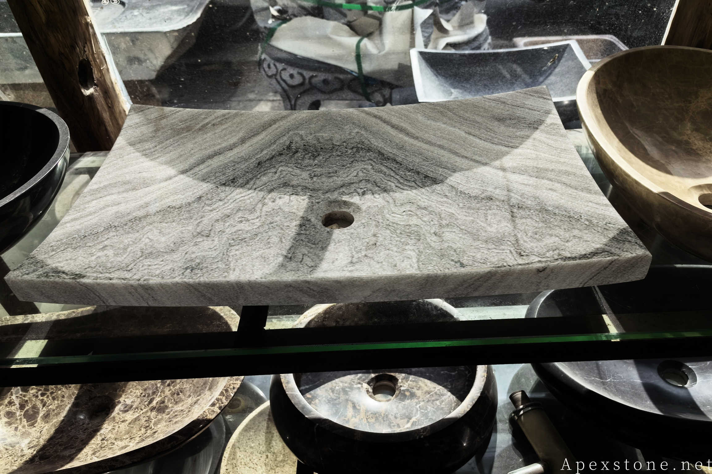 Red Sandalwood Marble whole stone basin third view
