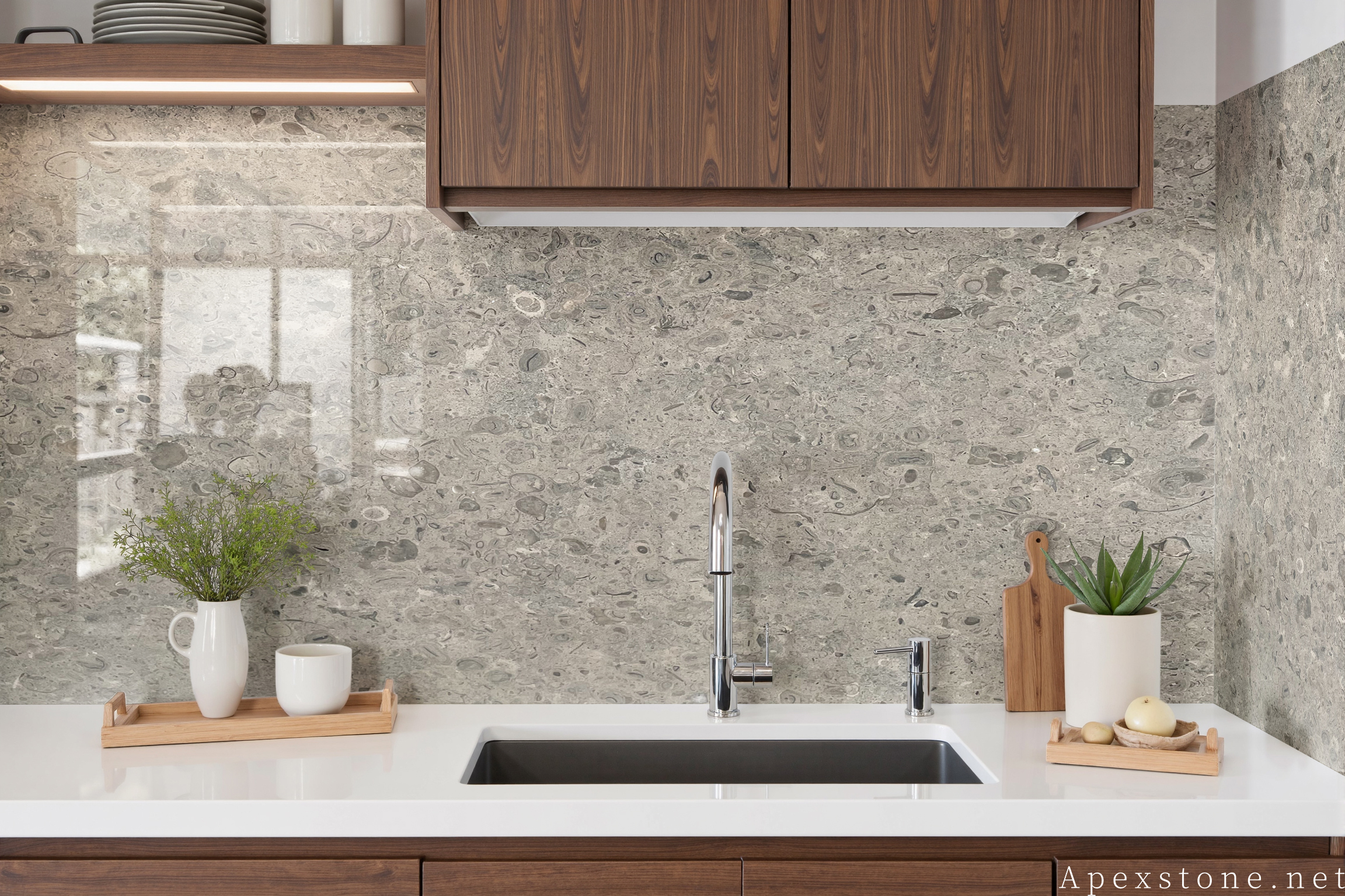 Portuguese Grey Limestone back splash 164