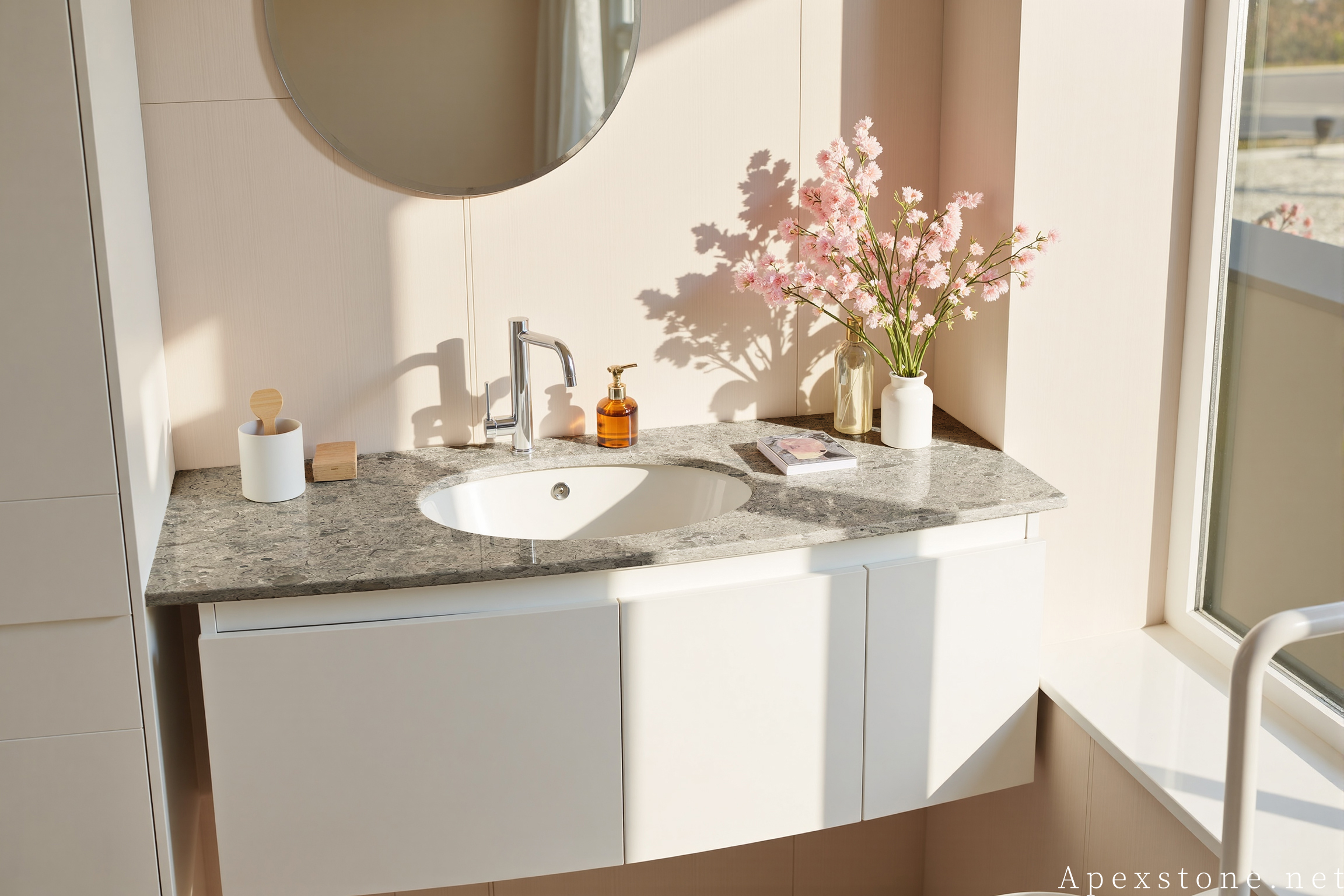 Portuguese Grey Limestone bathroom cabinet top 146