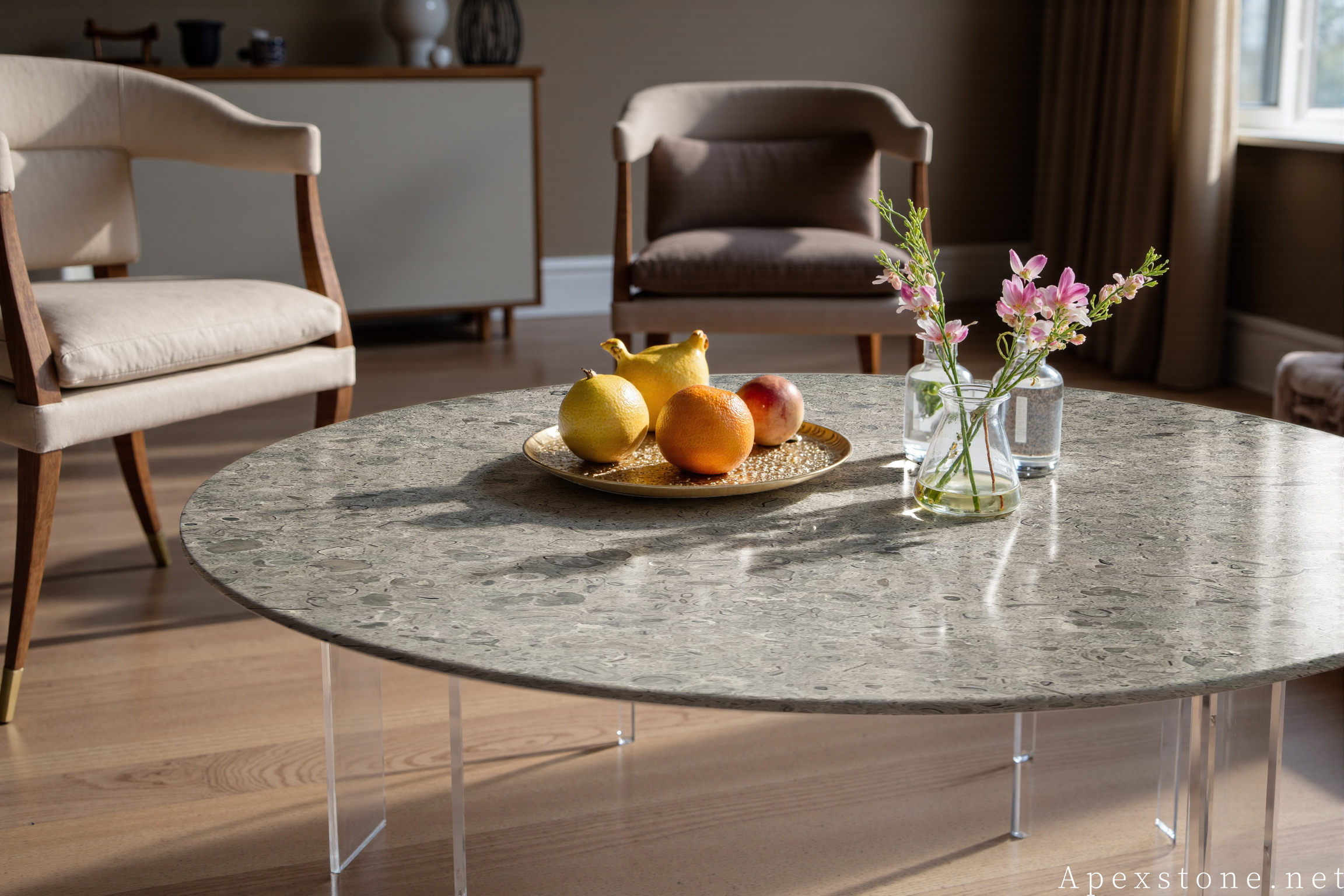 Portuguese Grey limestone floating coffee table top