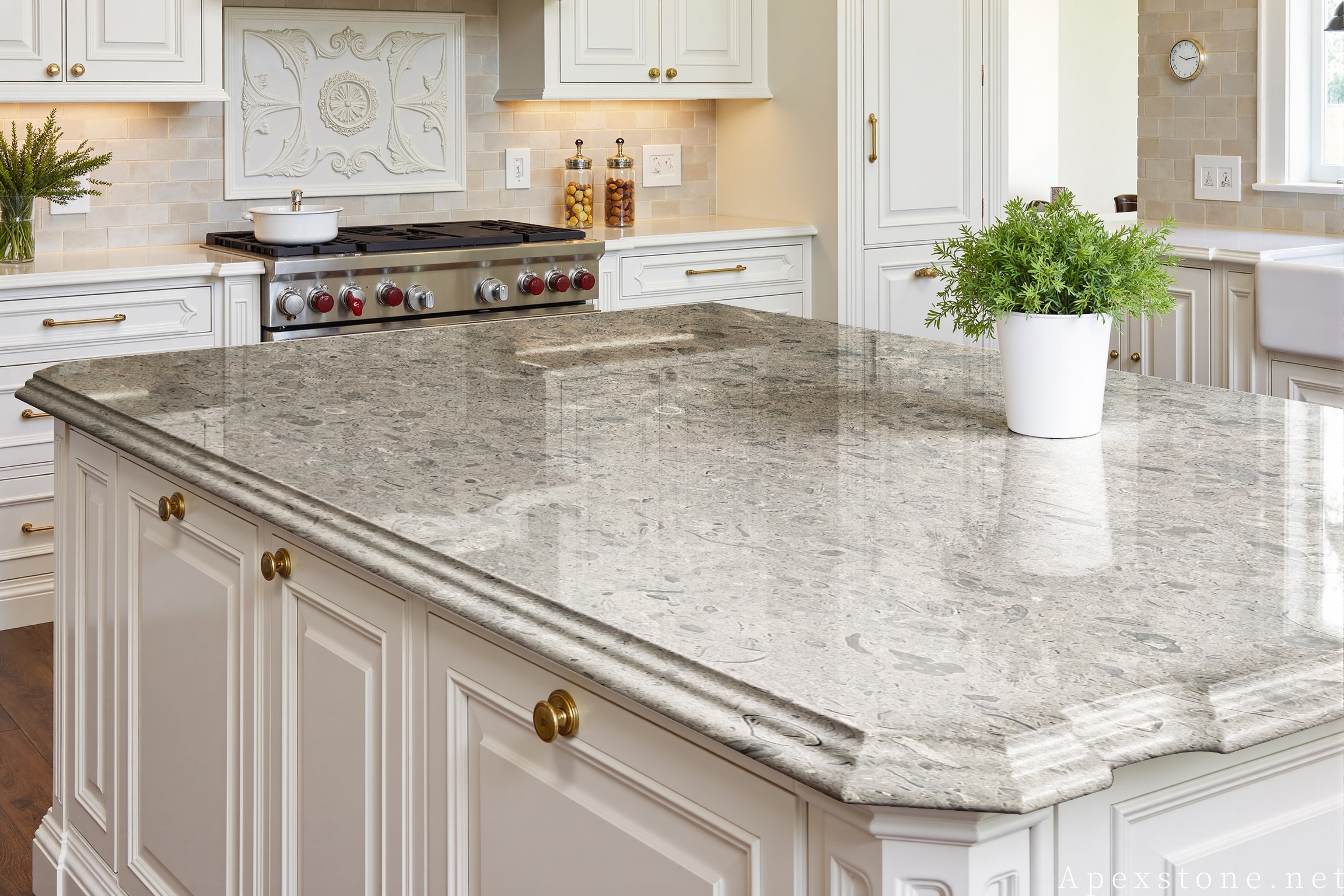 Portuguese Grey limestone kitchen island project