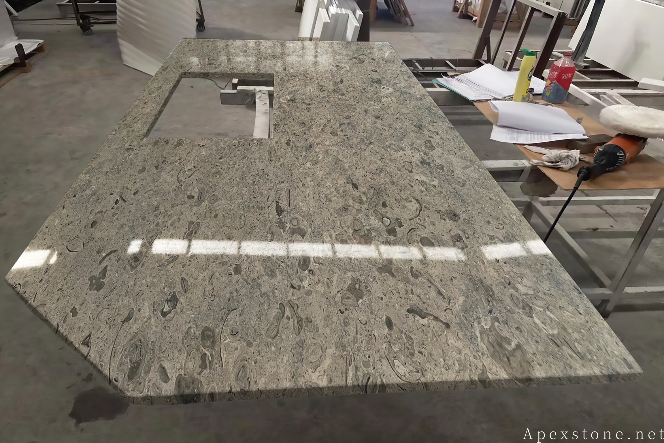 Portuguese Grey limestone kitchen island top product