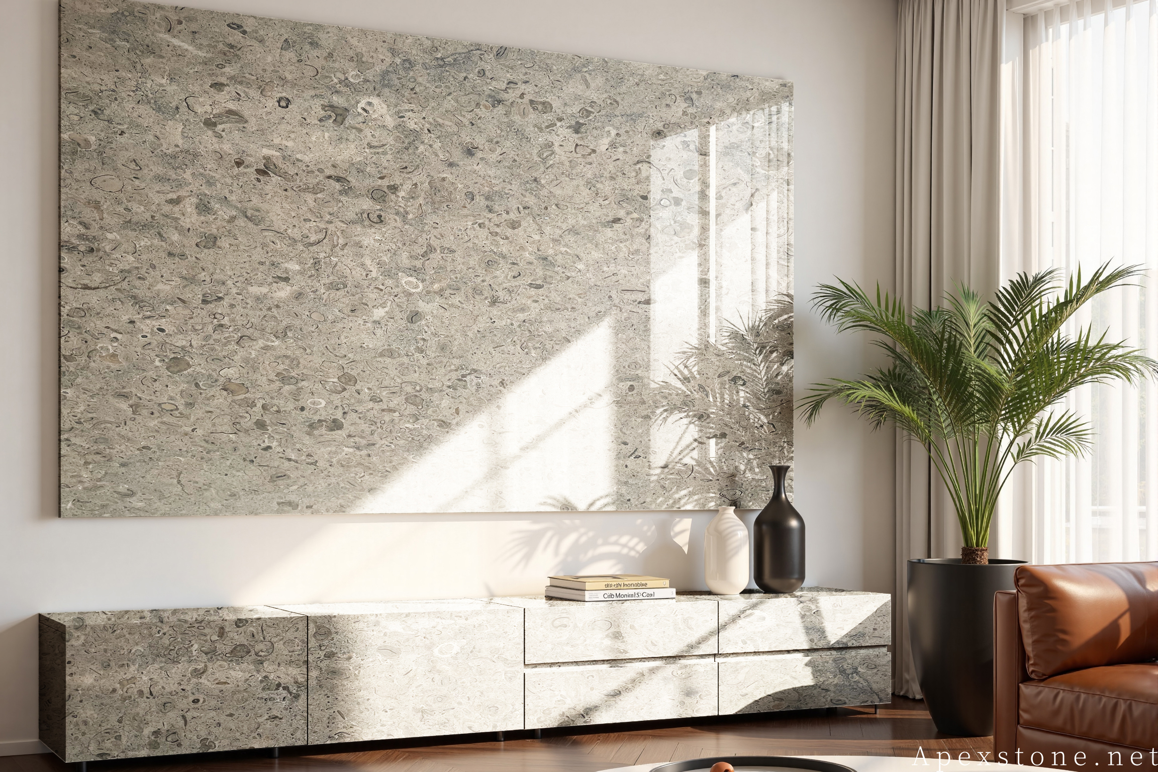 Portuguese Grey limestone TV stand table top