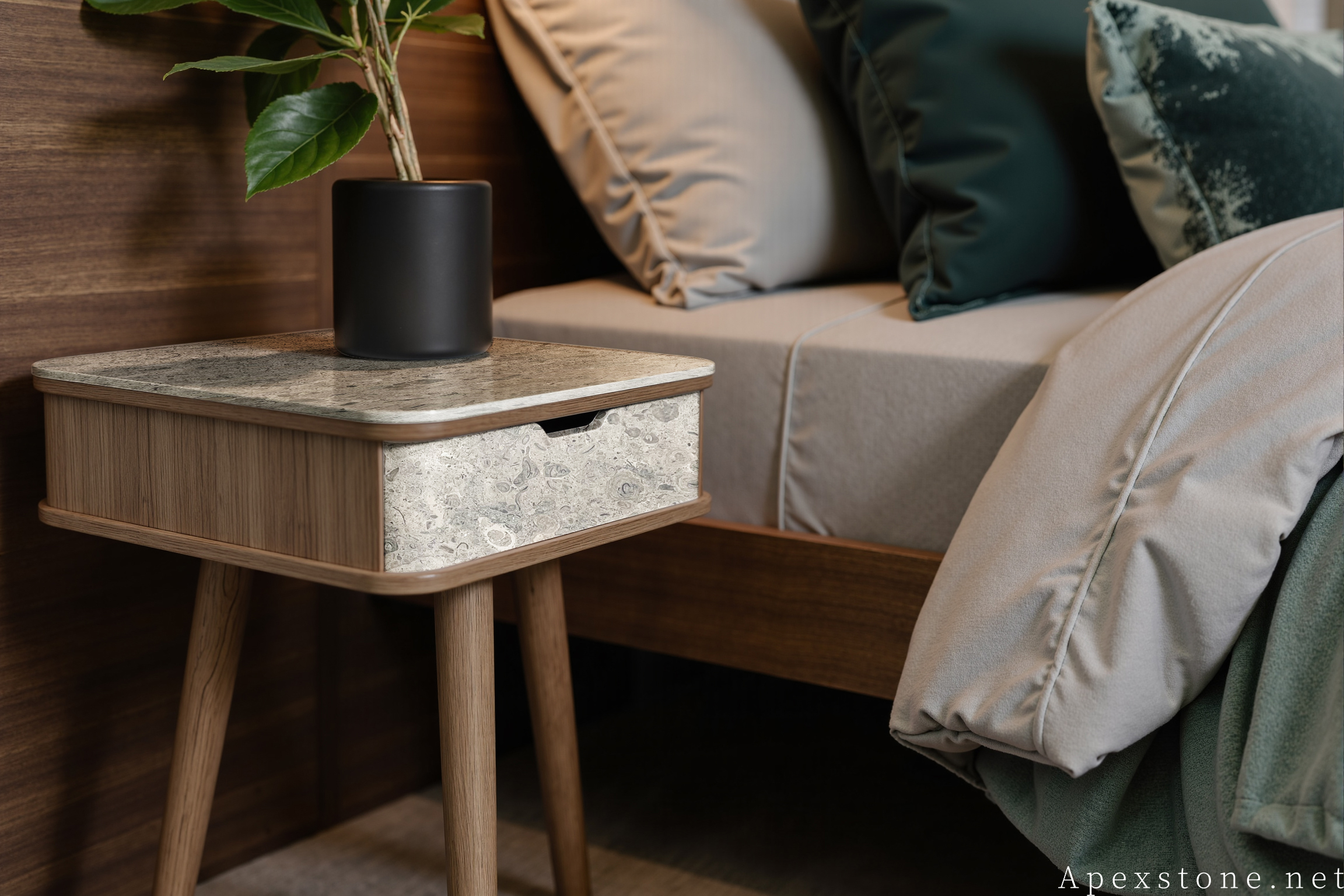 Portuguese Grey limestone night stand table top