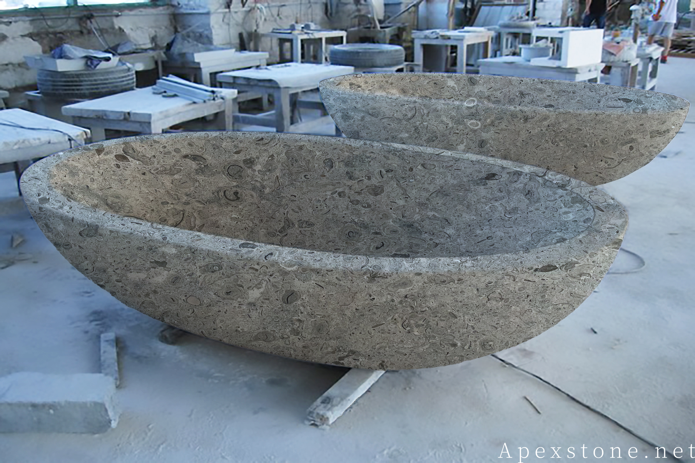 Portuguese Grey limestone tubs and sinks