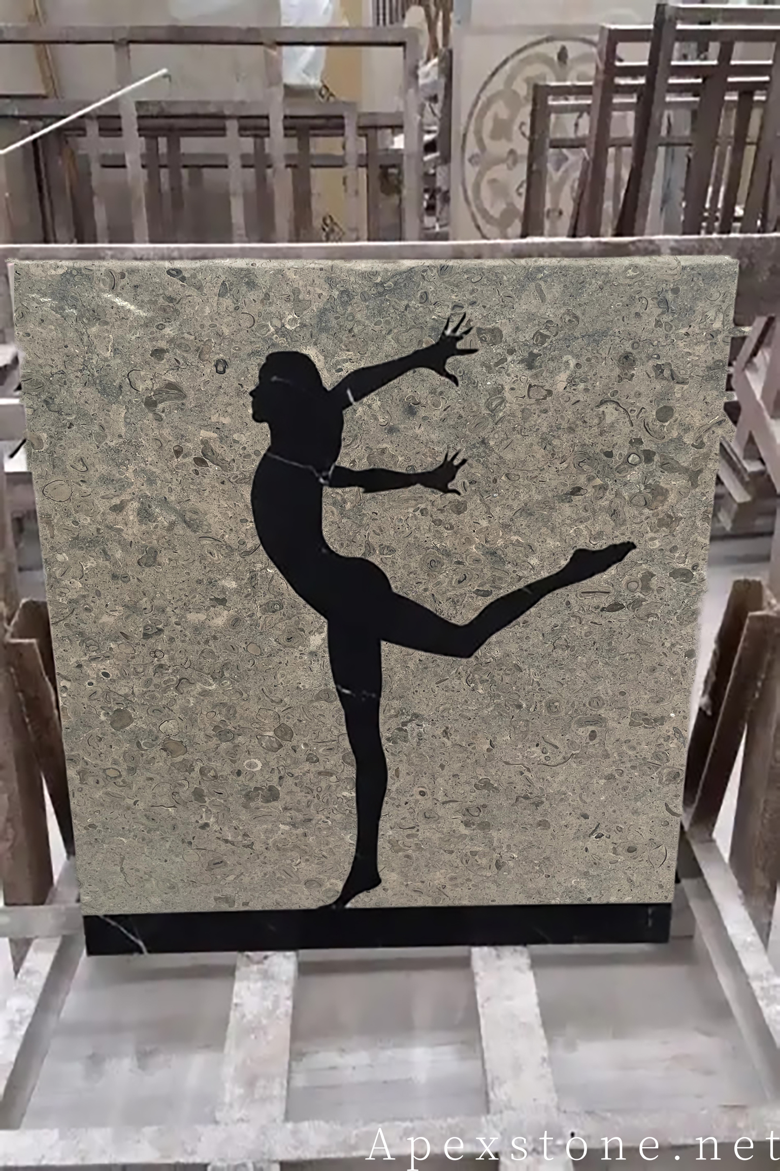 Portuguese Grey Limestone water jet medallion 2 221