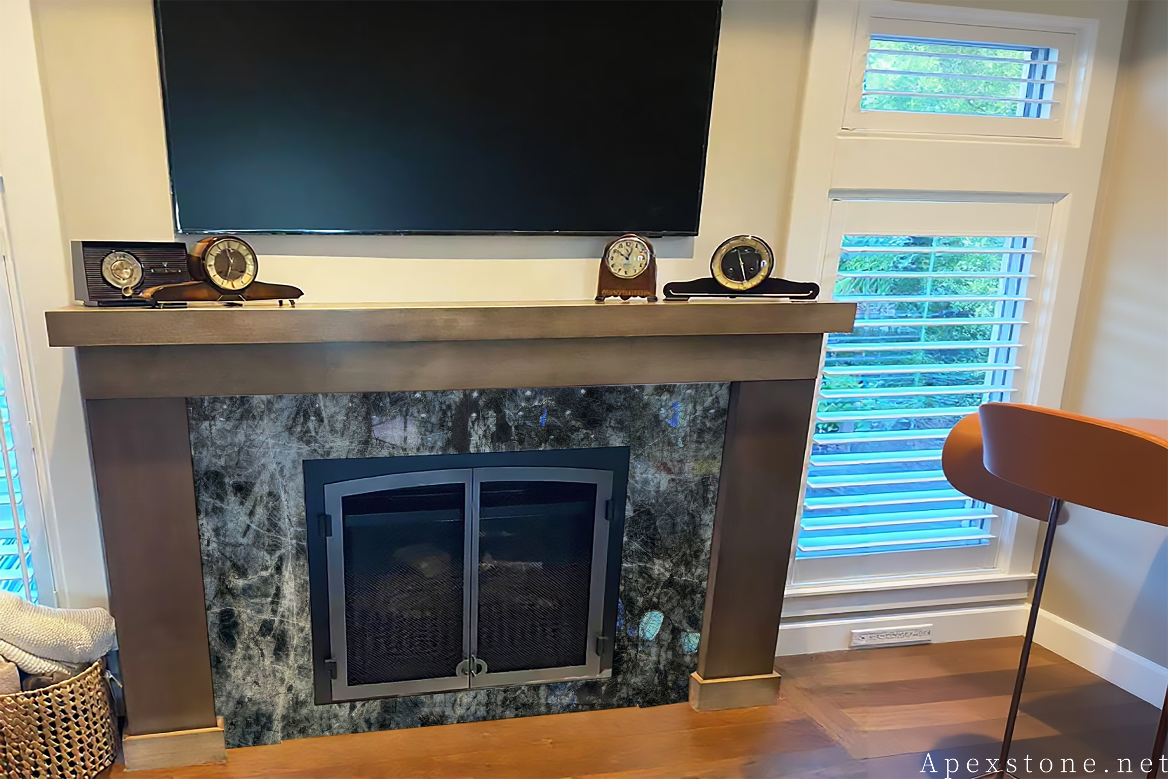 Blue Emerald Labradorite fireplace wall panels