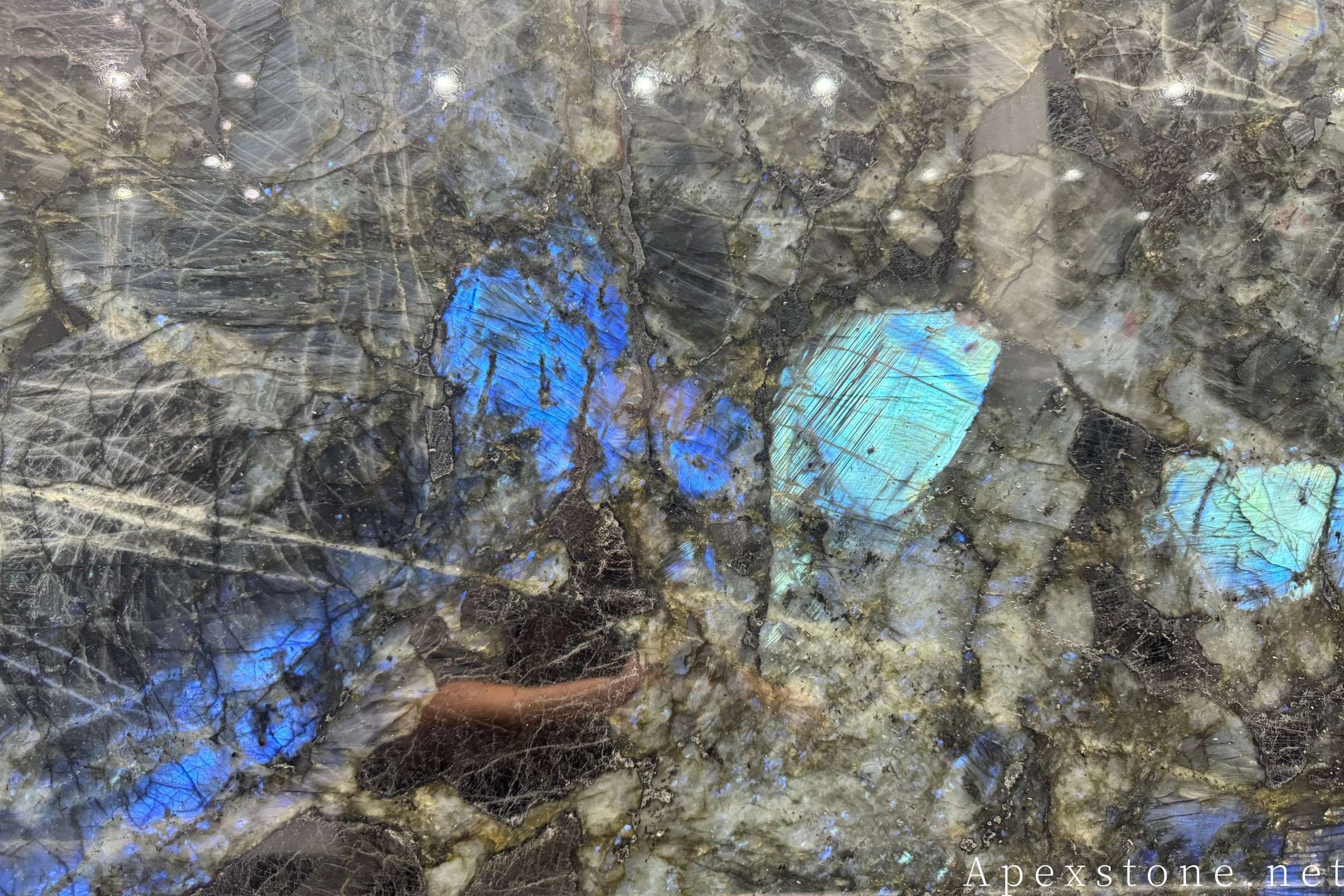Blue Emerald Labradorite Slab - Dazzling Blue Labradorite from Madagascar Blue Emerald Labradorite