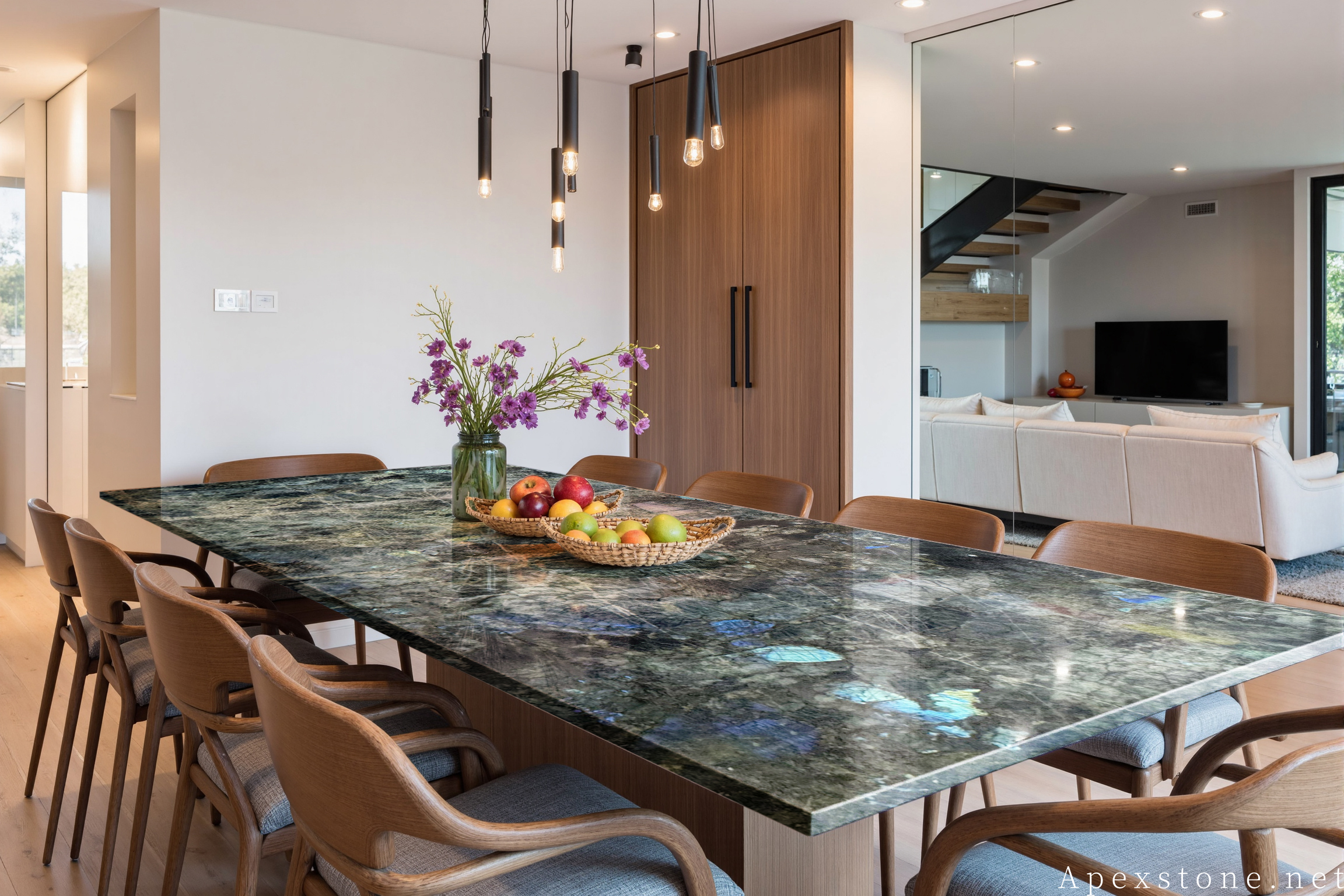 Blue Emerald Labradorite Stone Tables - Dining, Coffee, Console & Side Tables Blue Emerald Labradorite