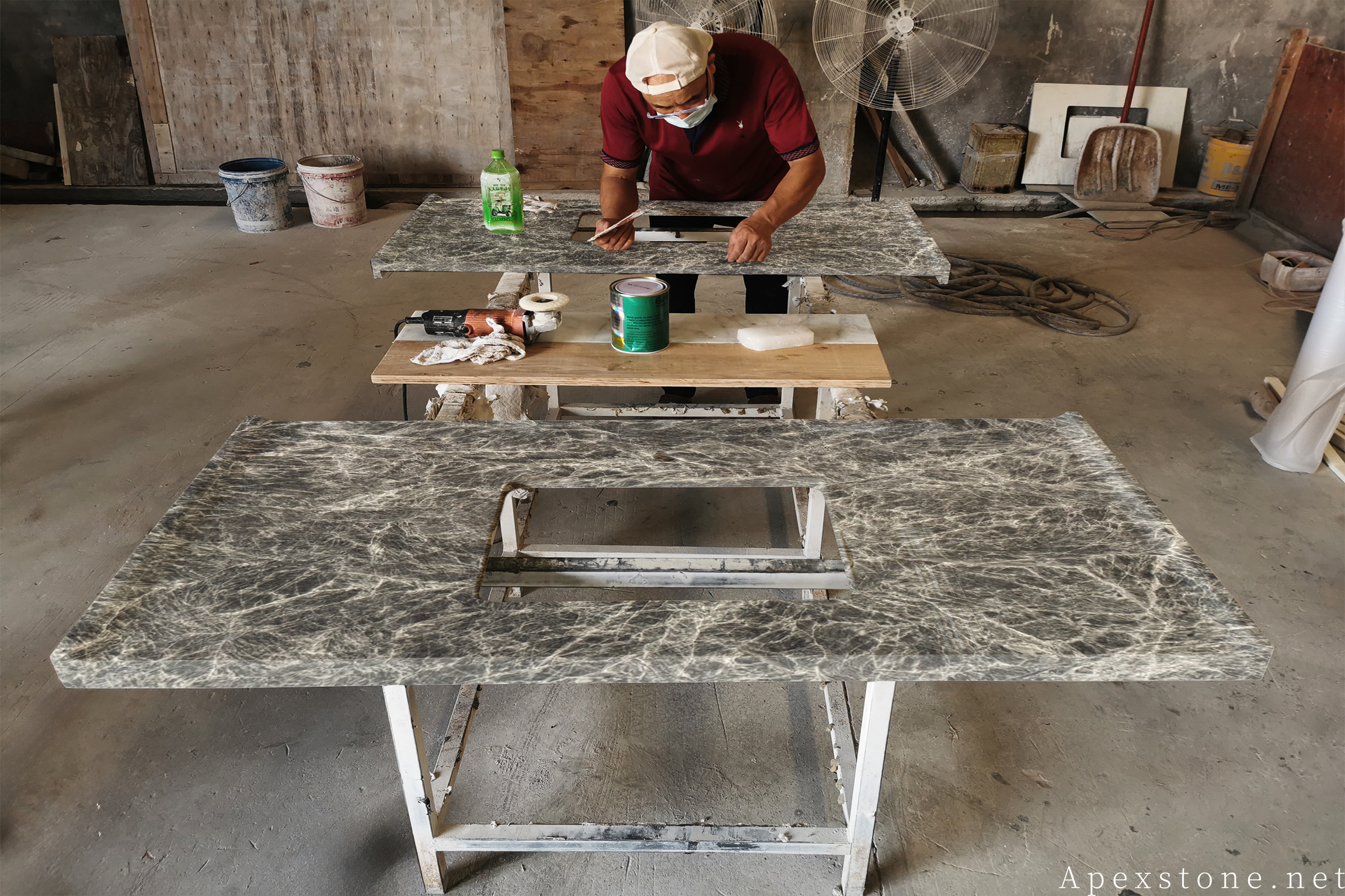 Snow Black Fox Marble Bathroom Vanity Tops Custom Marble Vanity Tops