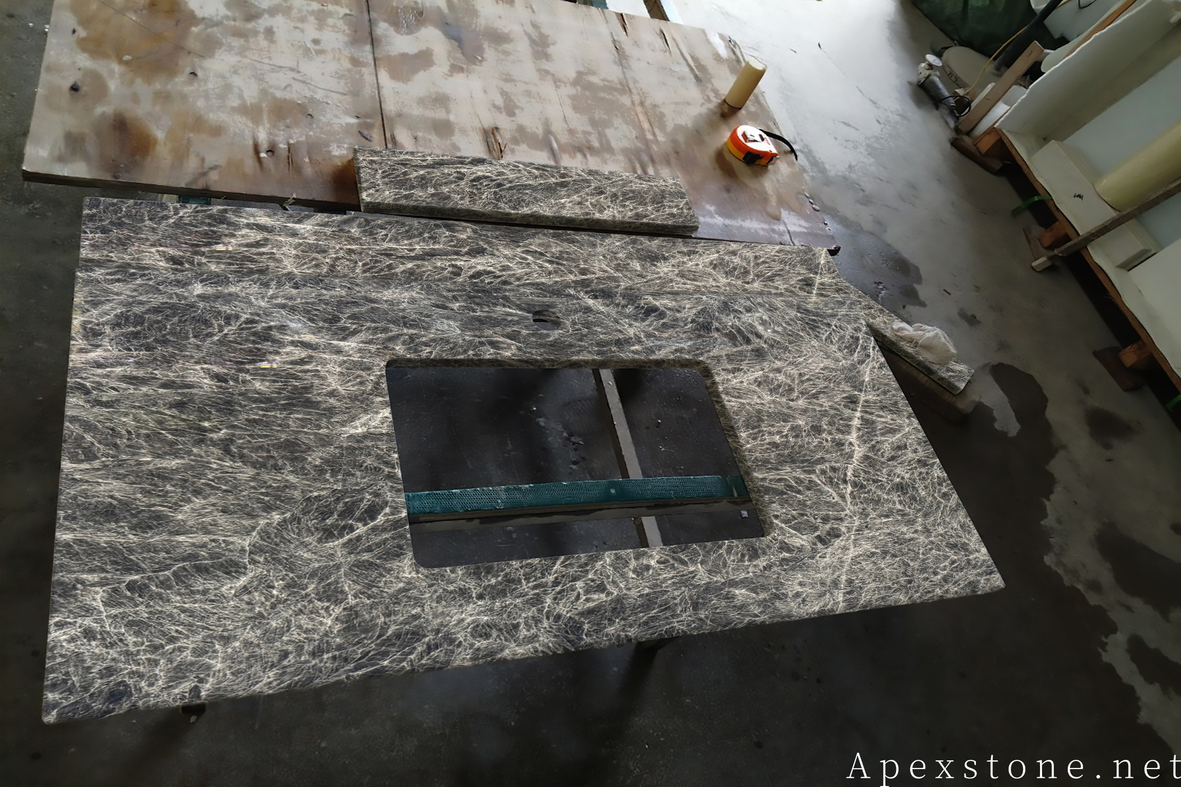 Snow Black Fox Marble Bathroom Vanity Tops 60 Inch Double Vanity Top