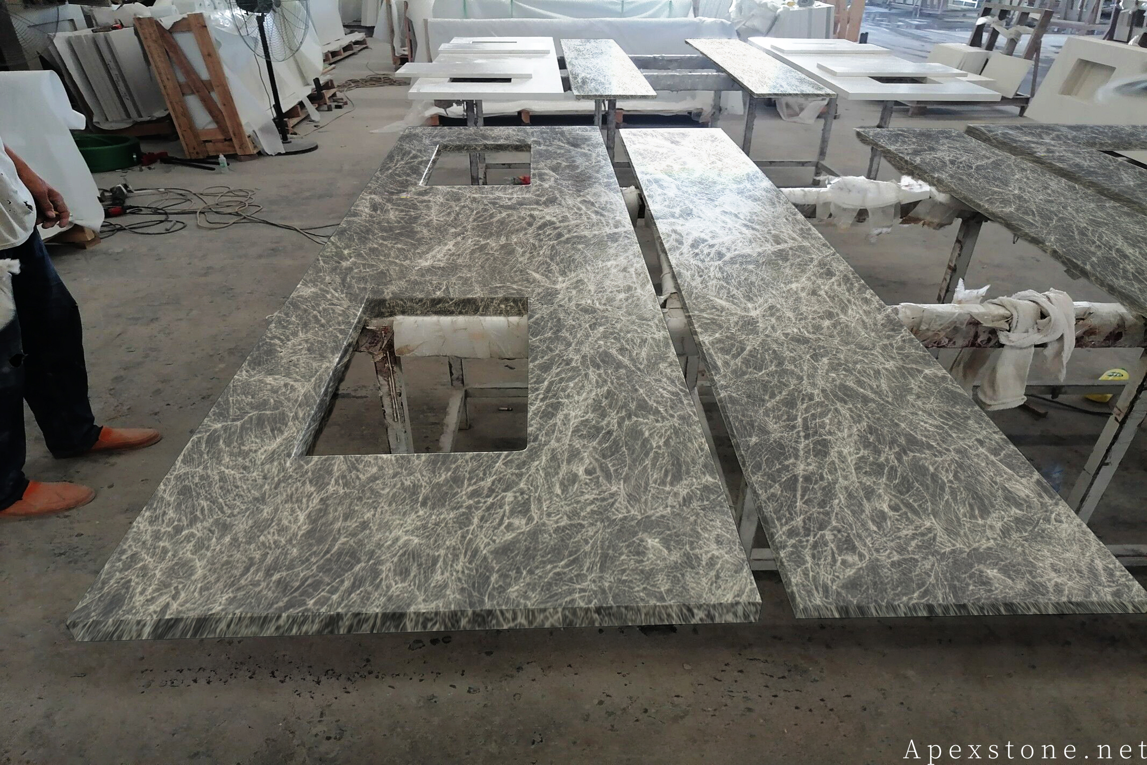 Snow Black Fox marble countertops