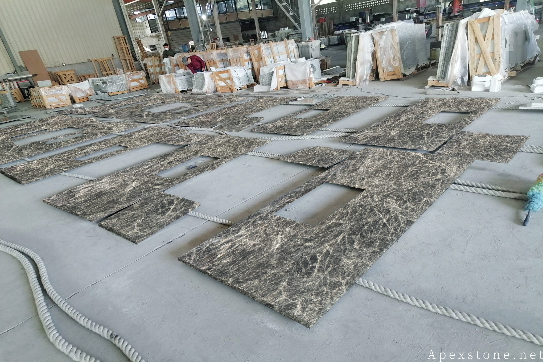 Snow Black Fox marble countertops inspection