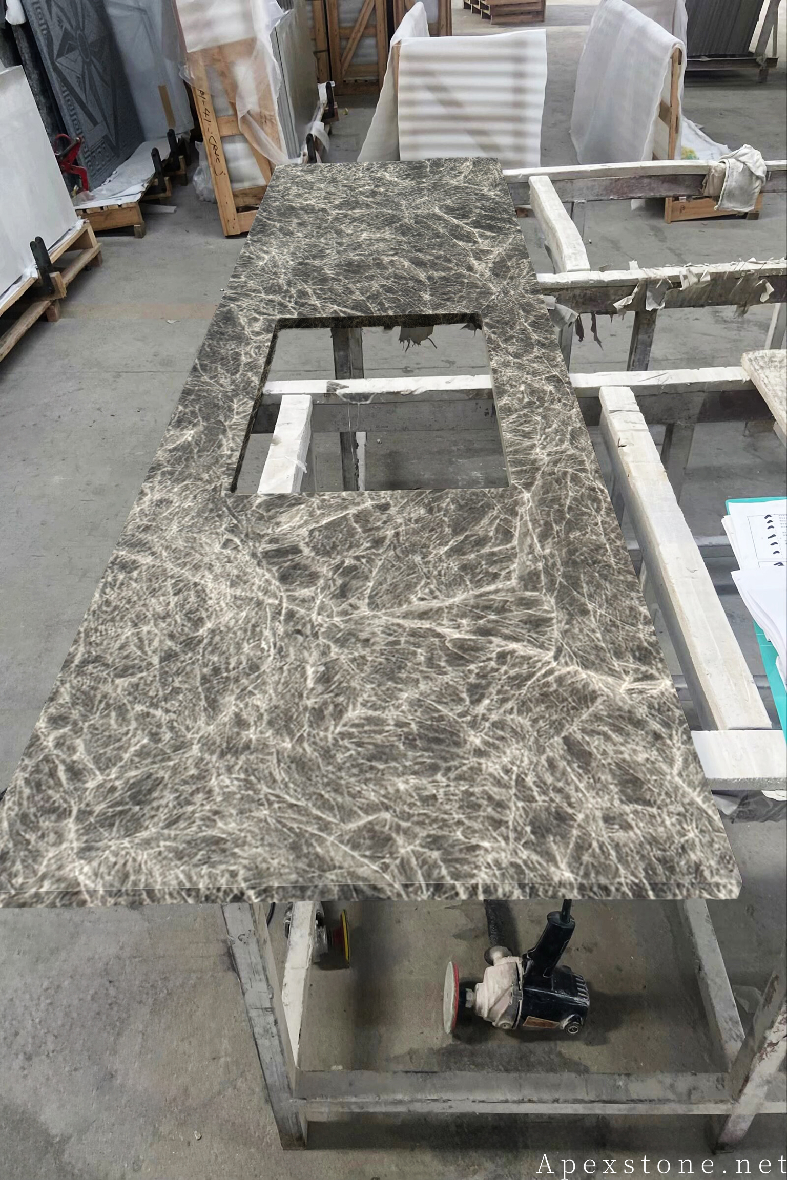 Snow Black Fox marble kitchen countertop