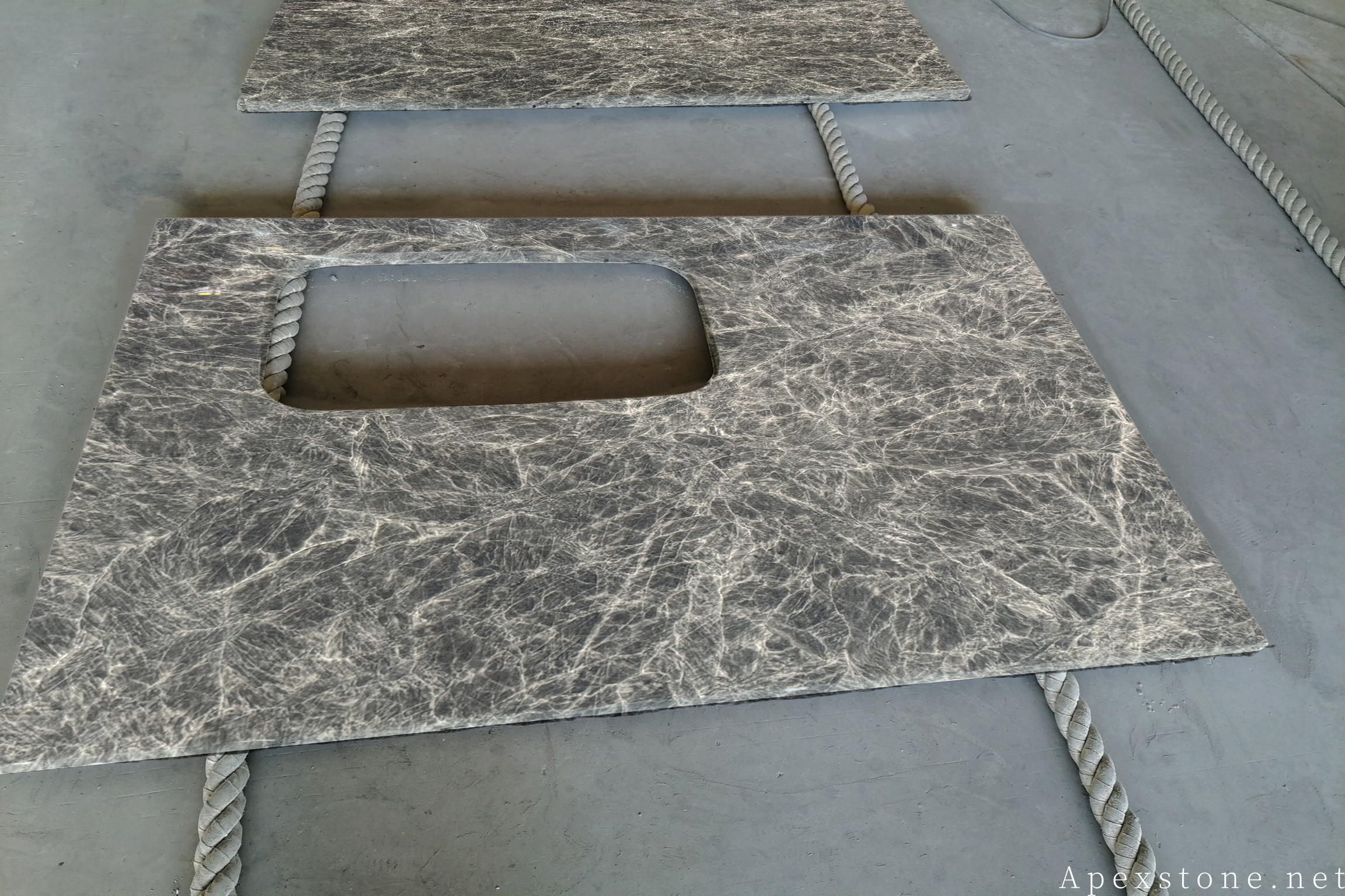 Snow Black Fox marble kitchen island tops