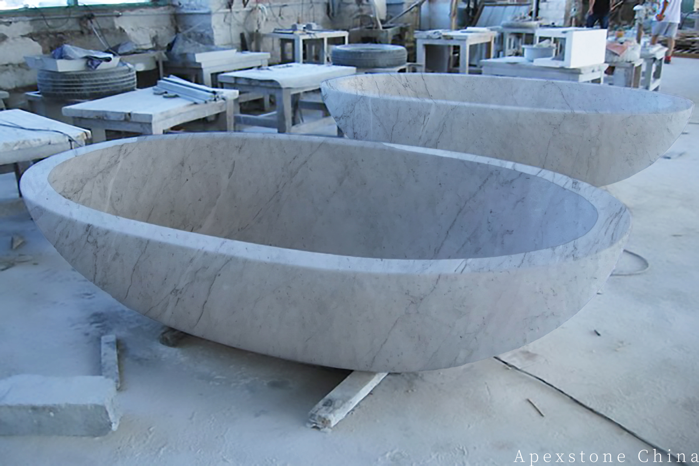 Statuario Venato marble solid stone sinks and tubs